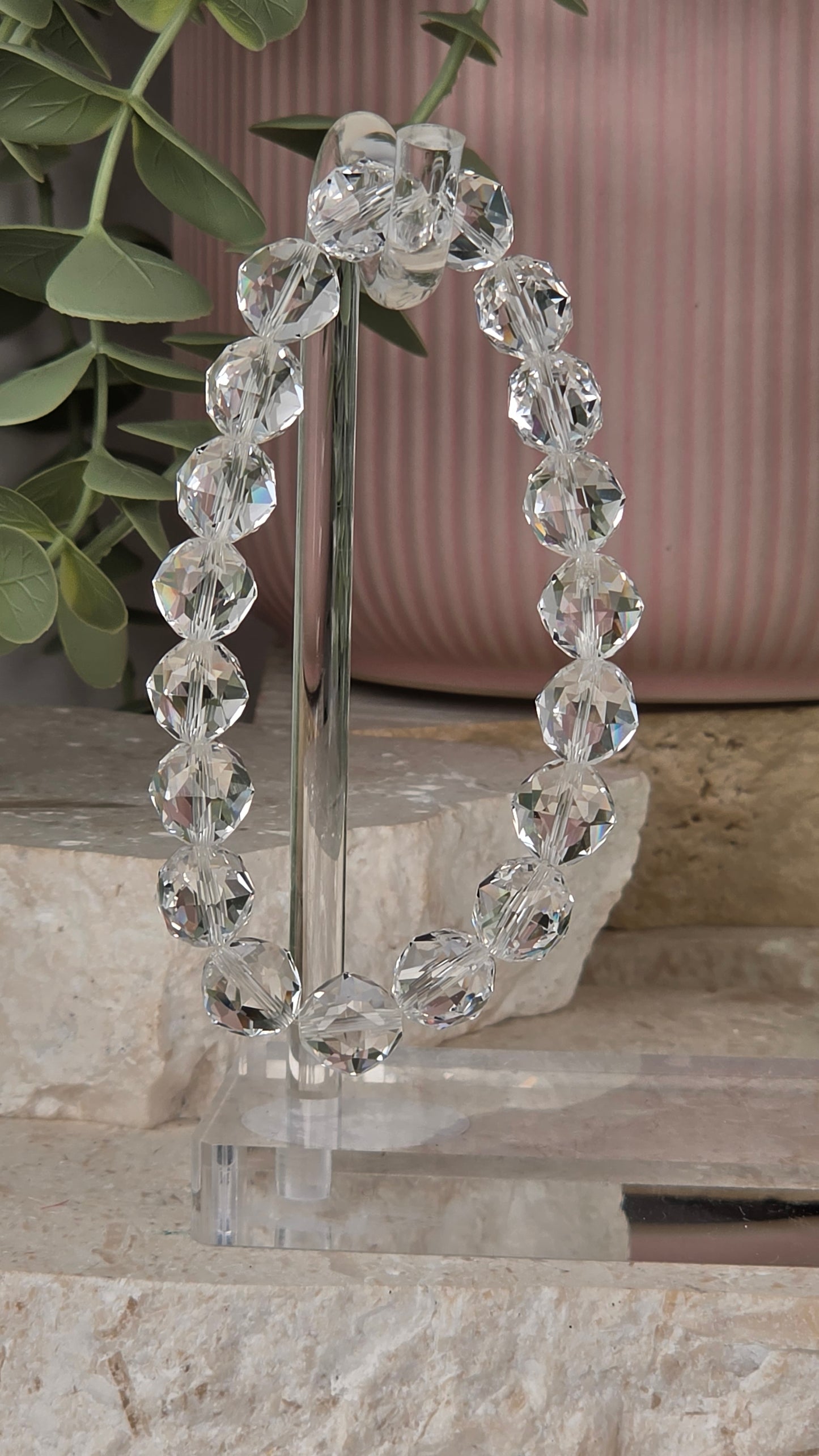 Gem grade faceted Clear Quartz 8mm Bracelet