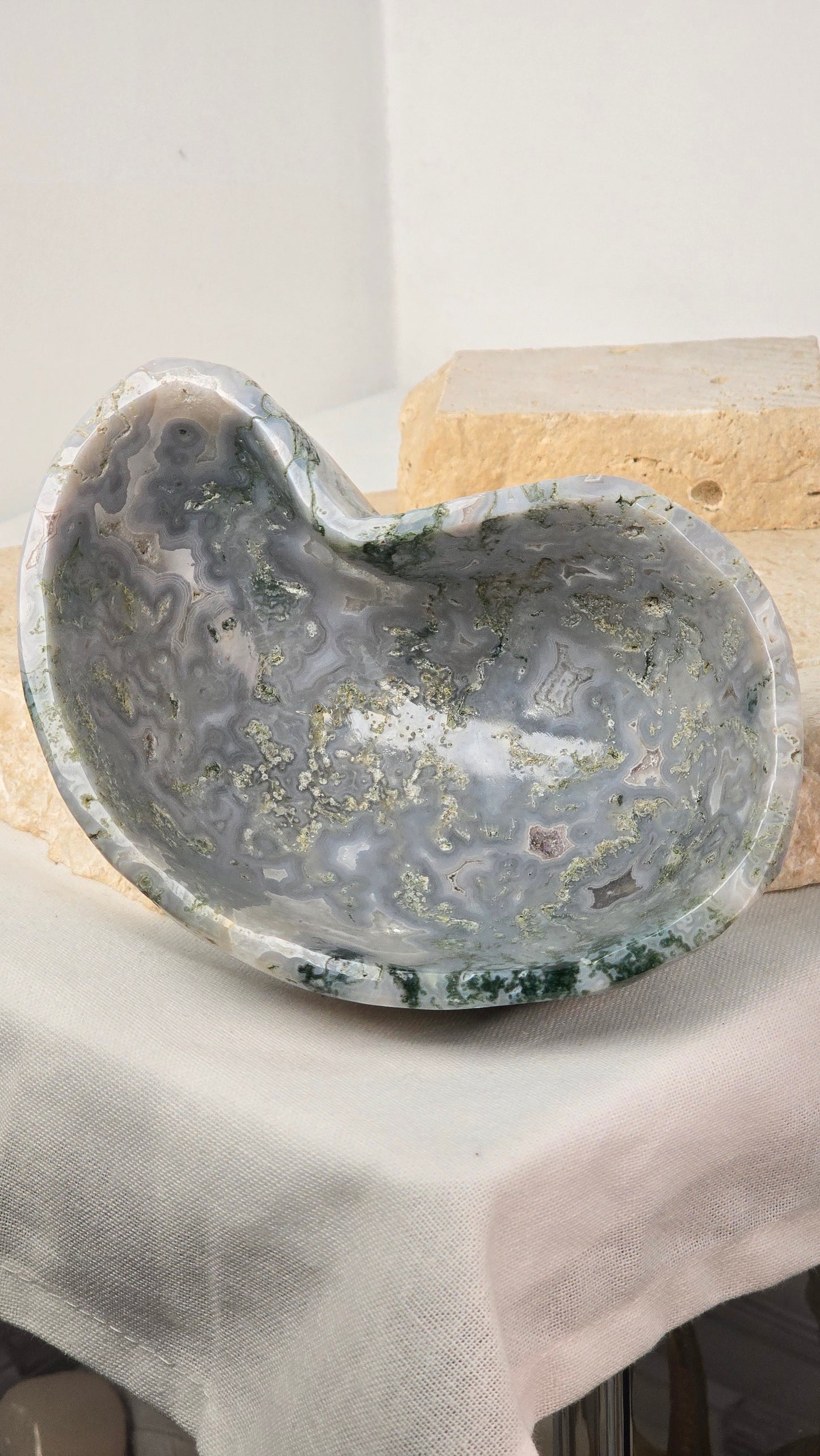 Moss Agate Large Bowl