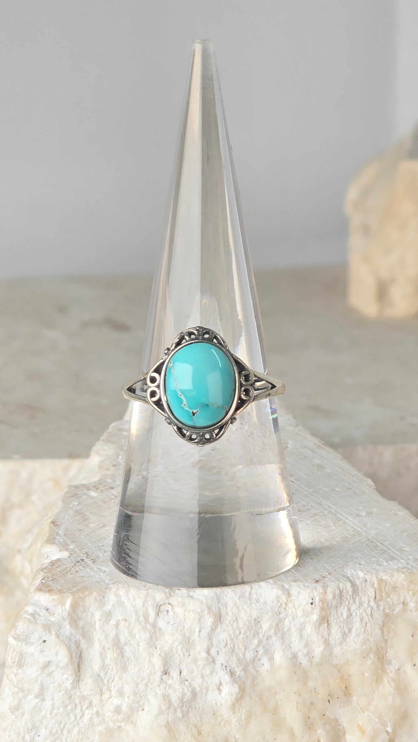 Turquoise Sterling Silver Ring adjustable band