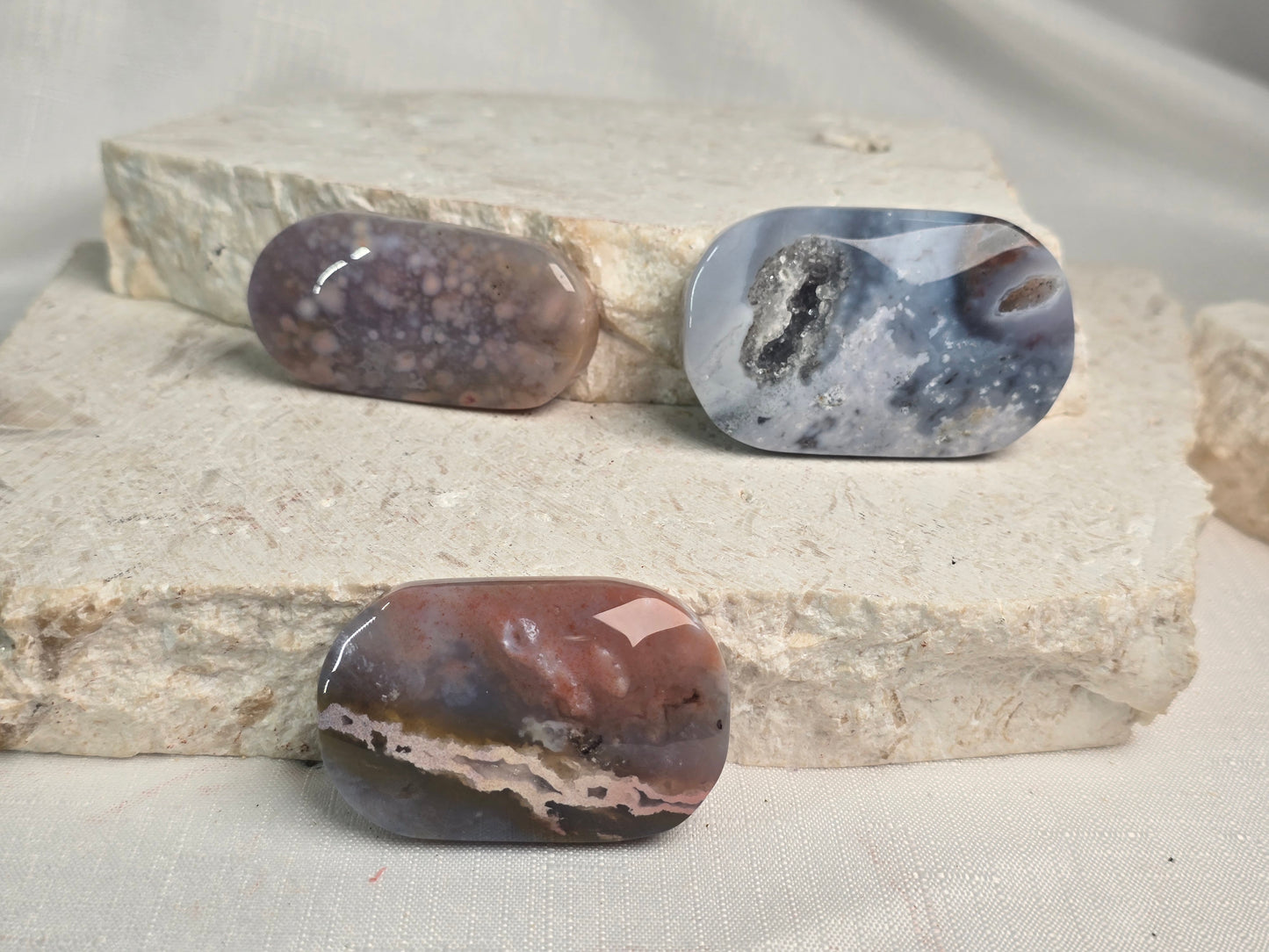 Purple Ocean Jasper Palm Stones