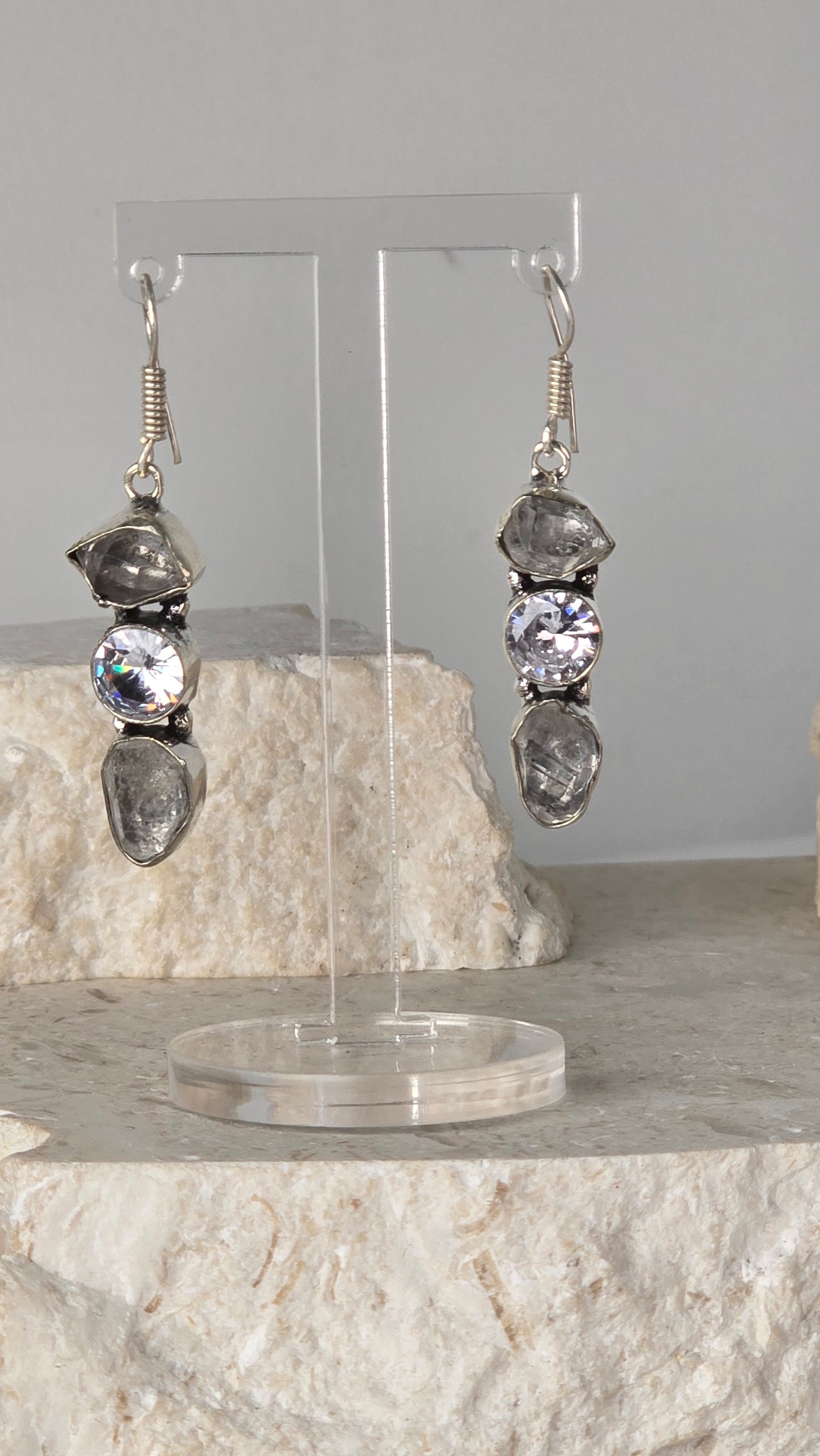 Herkimer & MoisseniteEarrings Sterling Silver