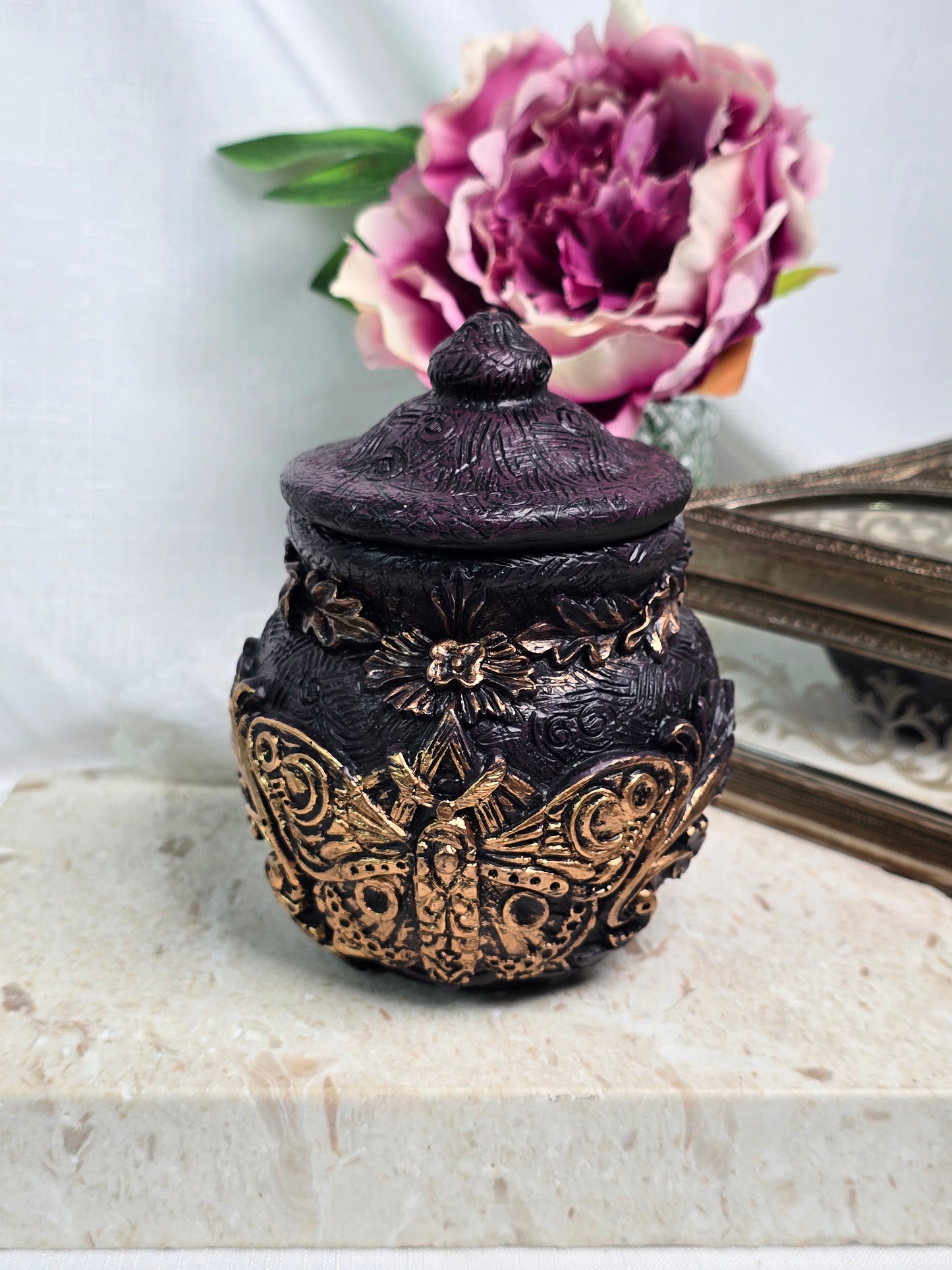 Resin Butterfly Motif Altar Jar