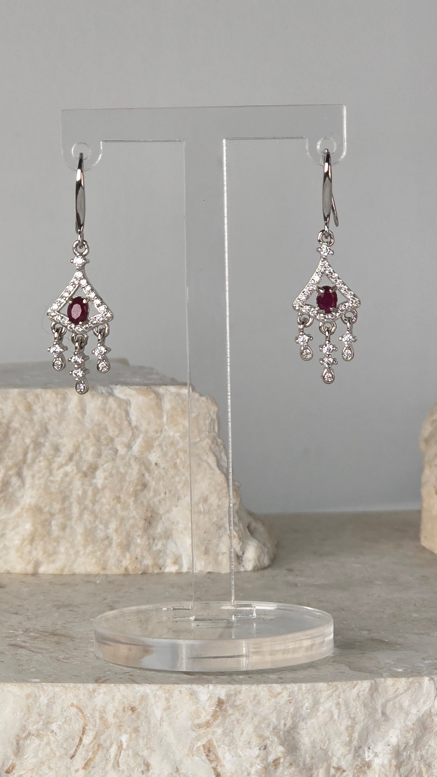 Ruby Earrings Sterling Silver