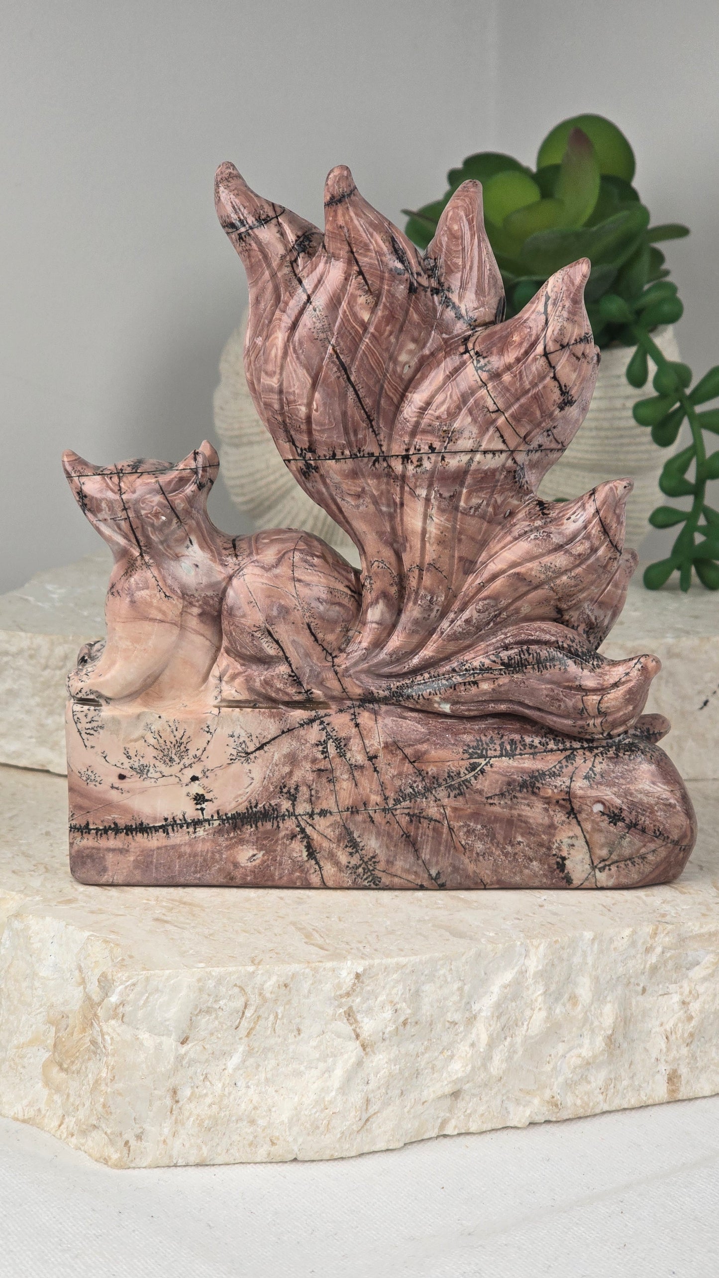 Pink Picture Jasper 9 Tail Fox