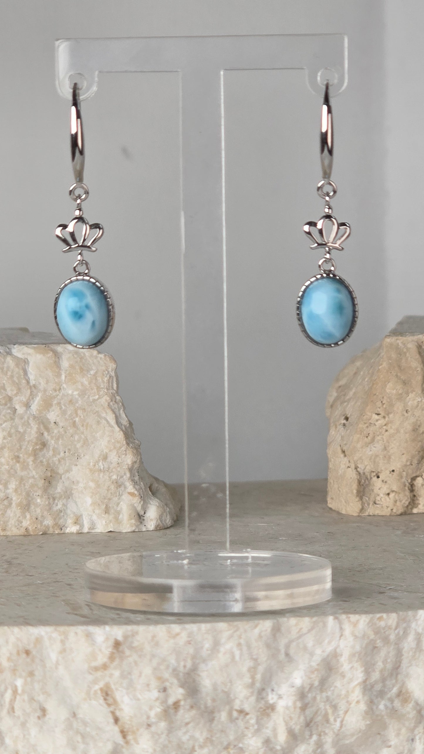Larimar Hook Earrings Sterling Silver