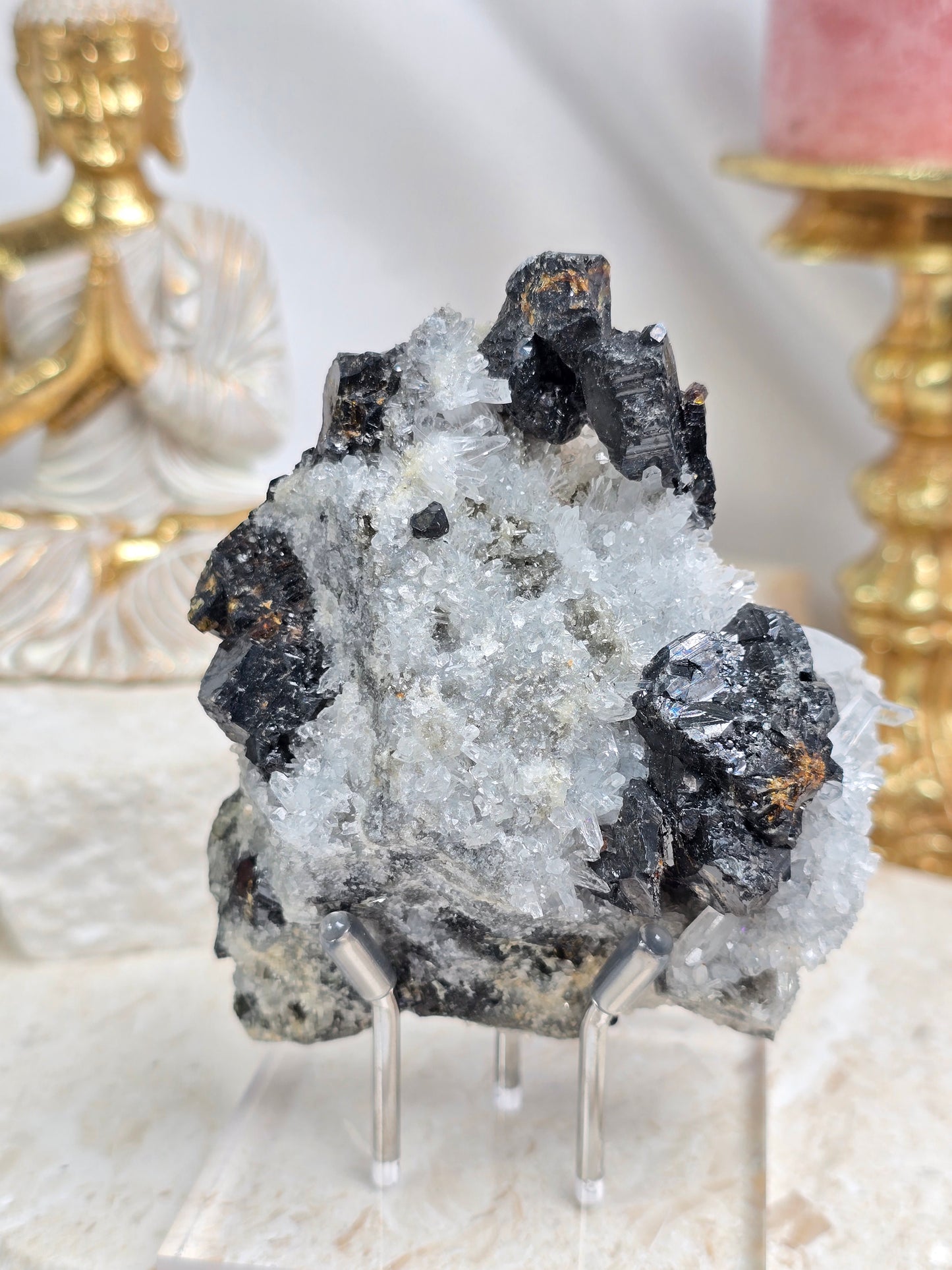 Sphalerite & Quartz Specimen with stand