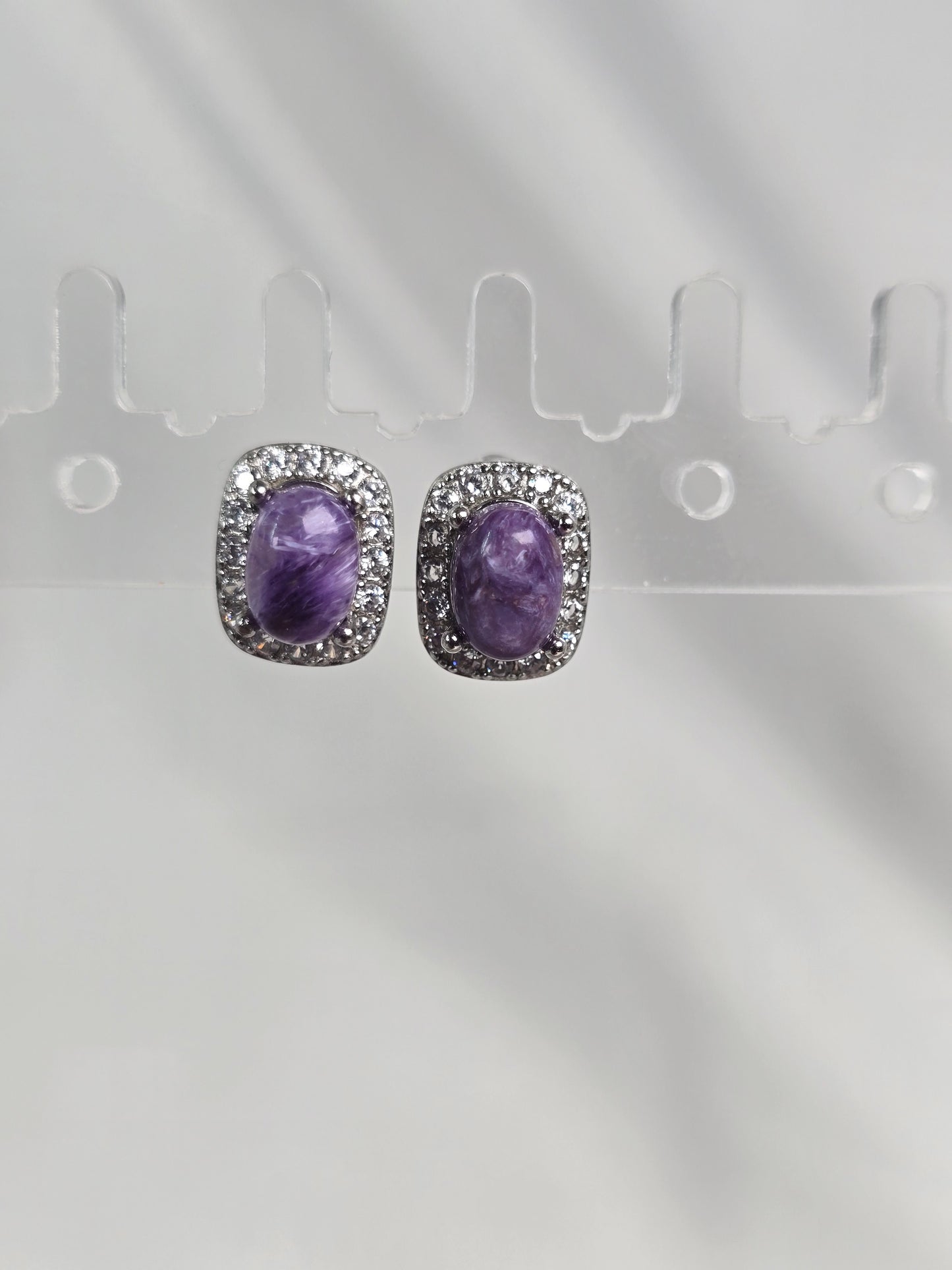 Charoite Sterling Silver stud Earrings