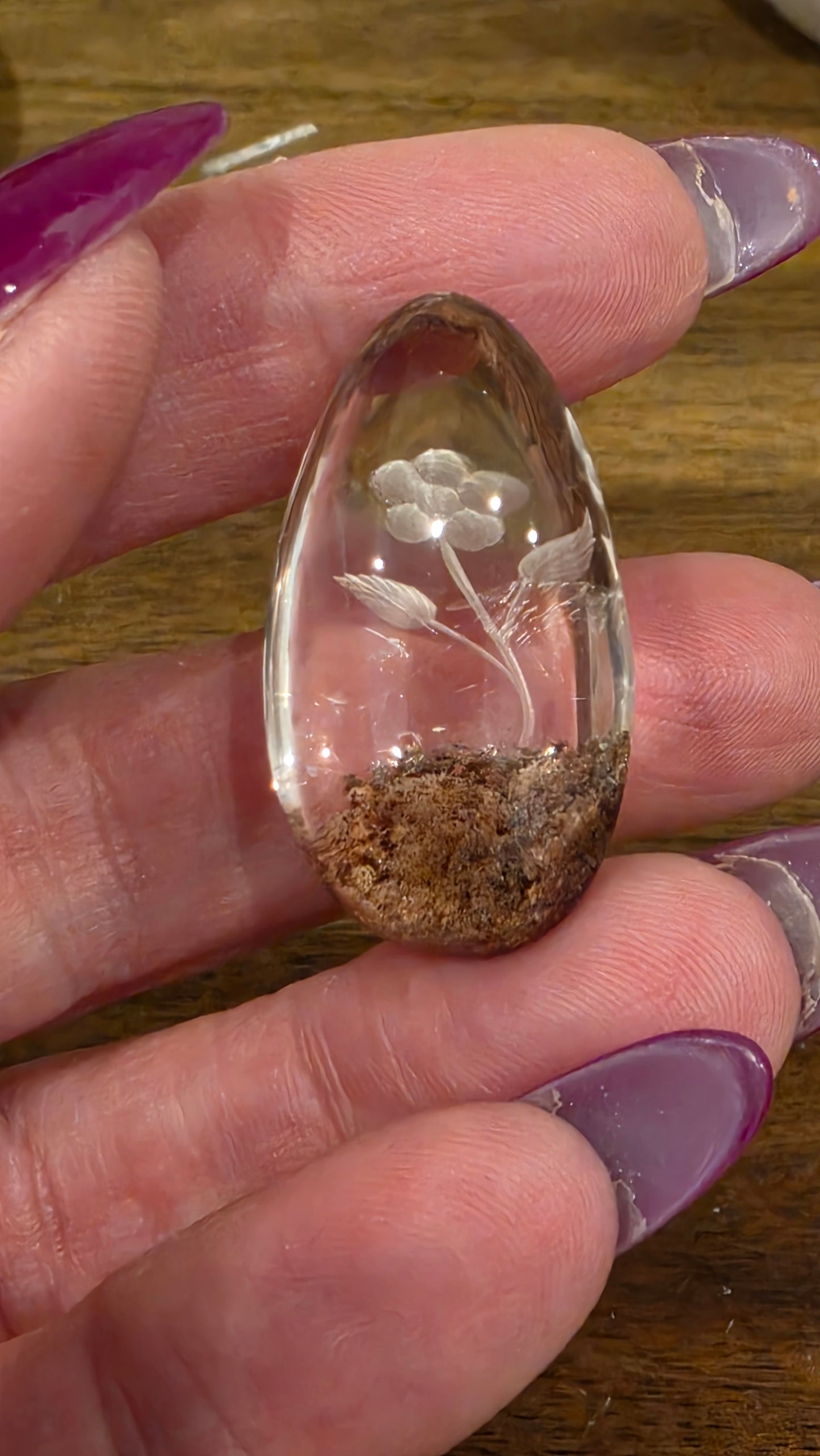 Collectors Hand Etched Garden Quartz - Flower