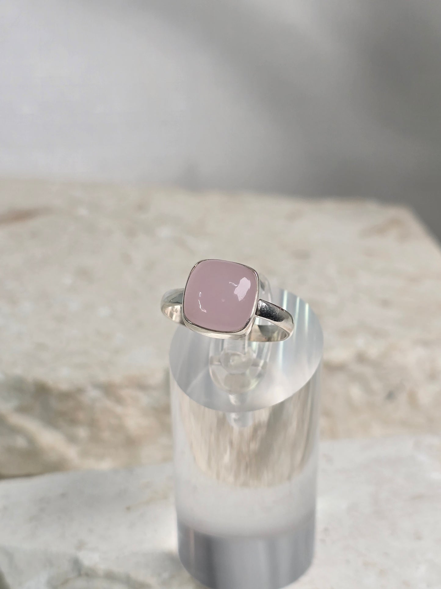 Rose Quartz Size 8 Sterling Silver ring