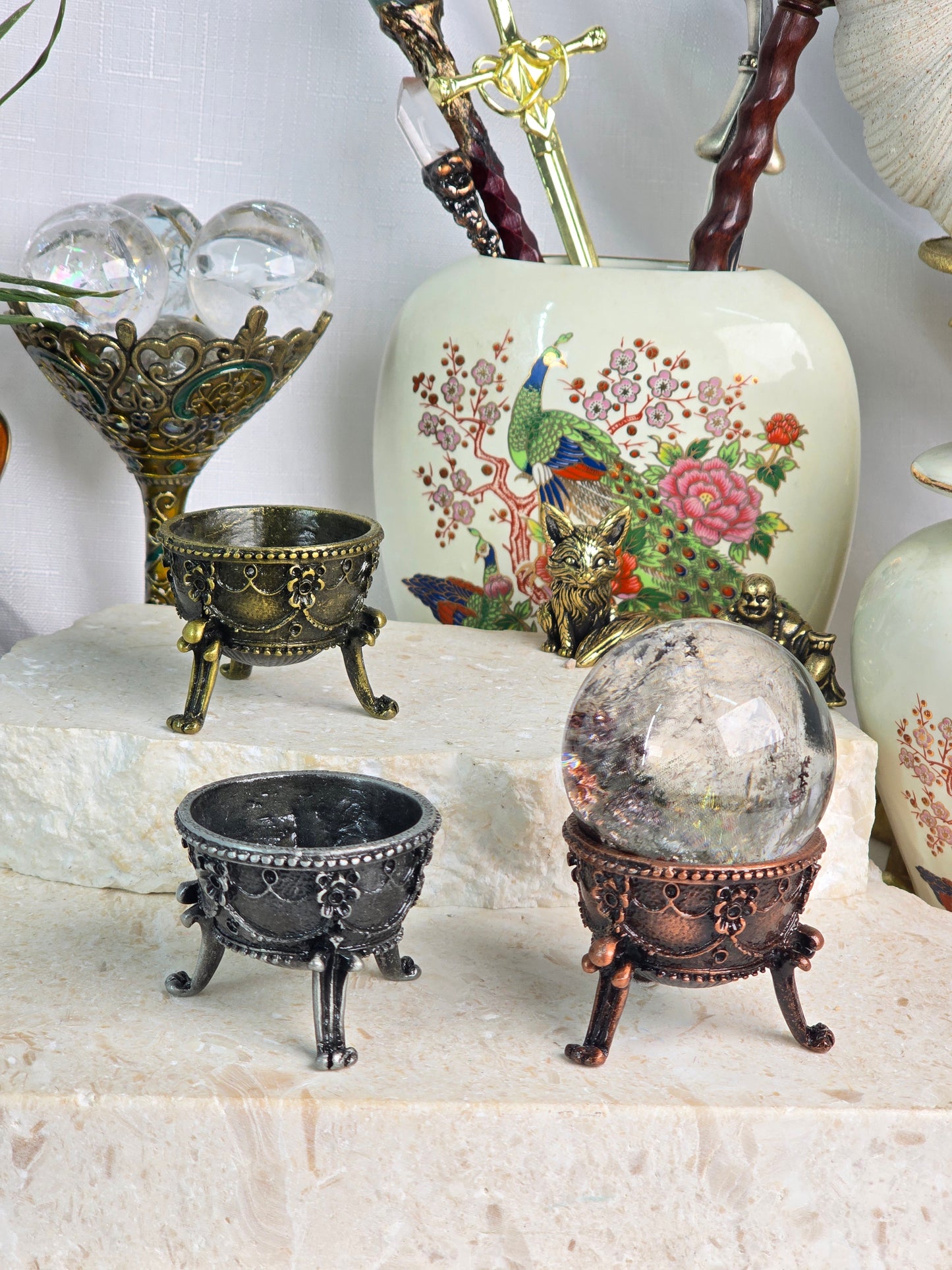 Antique Pot Sphere Stand