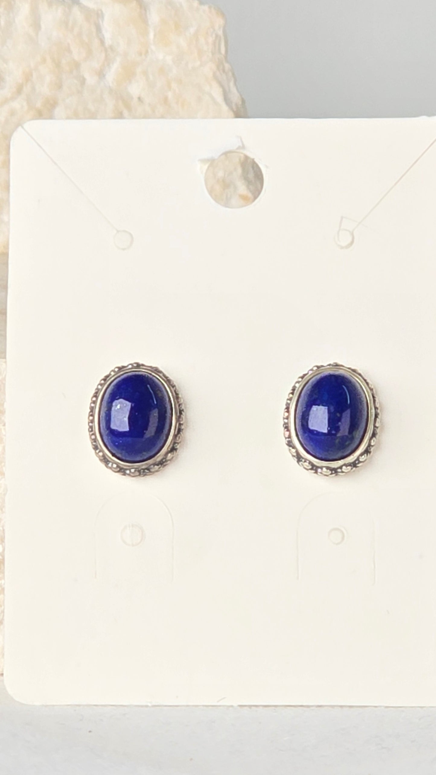 Lapis Earrings Sterling Silver Studs
