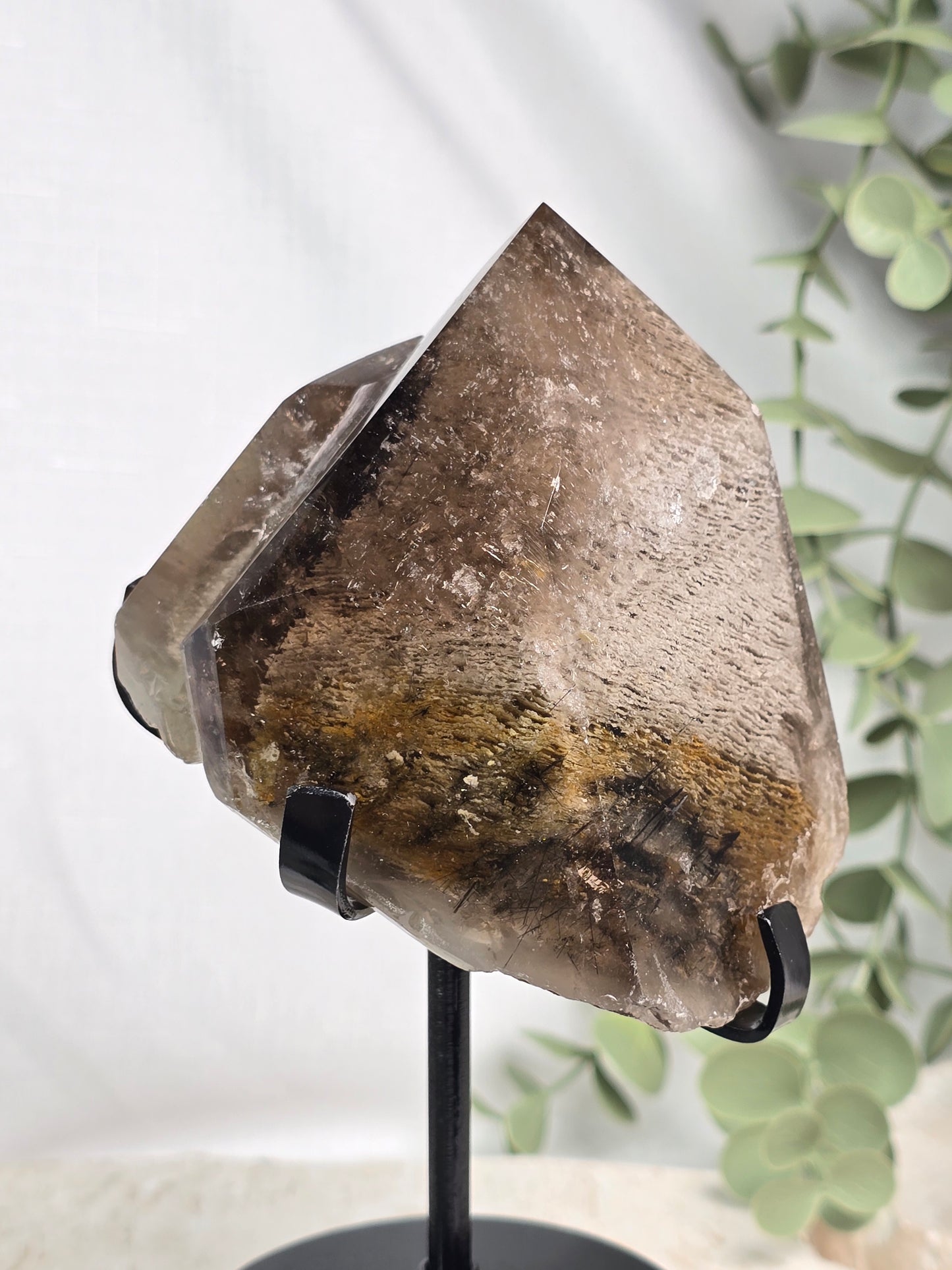 Thousand Layer Smoky Garden Quartz with Black Tourmaline Rutile Double Point