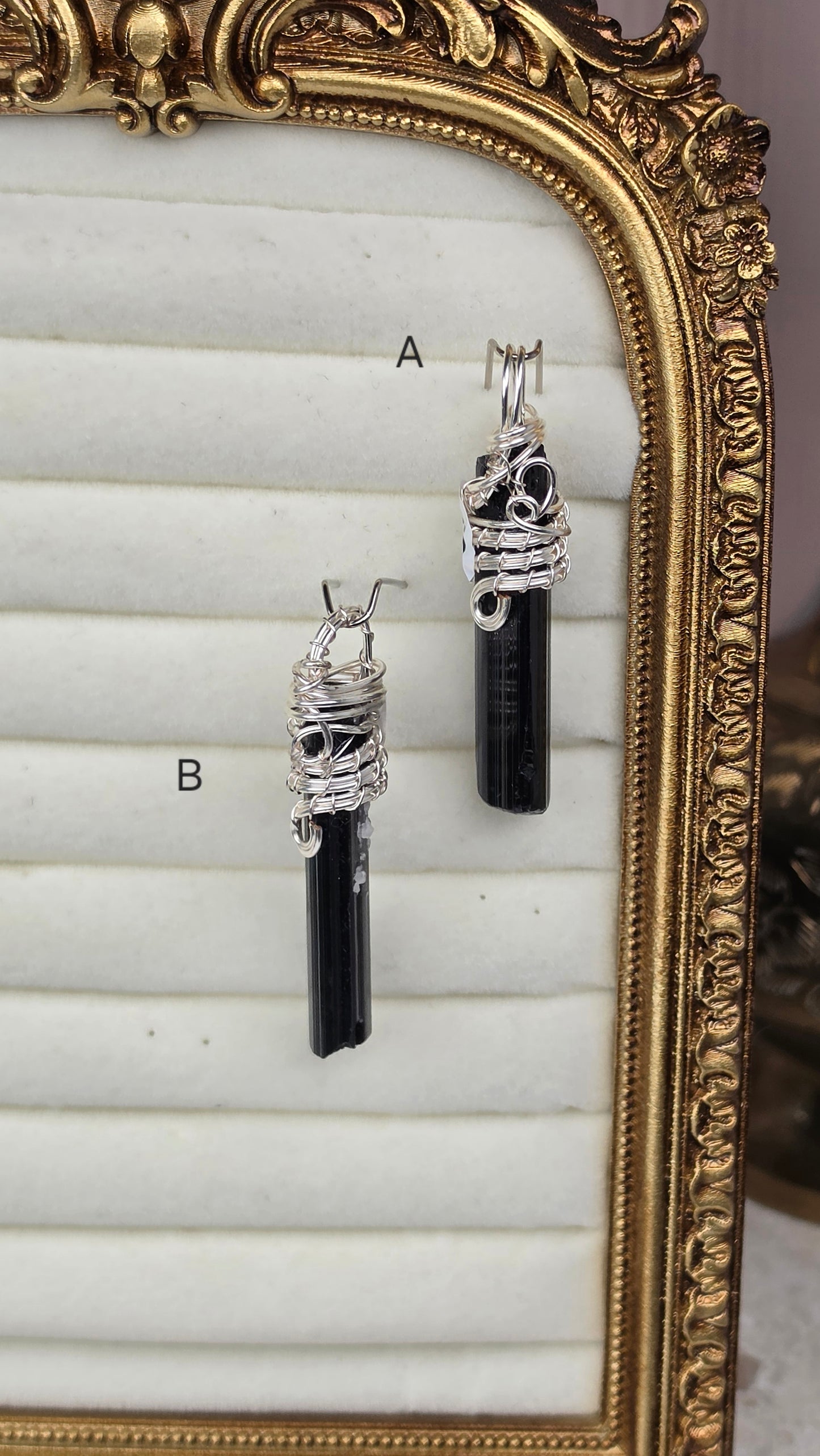 Silver Wire wrapped Black Tourmaline Pendant