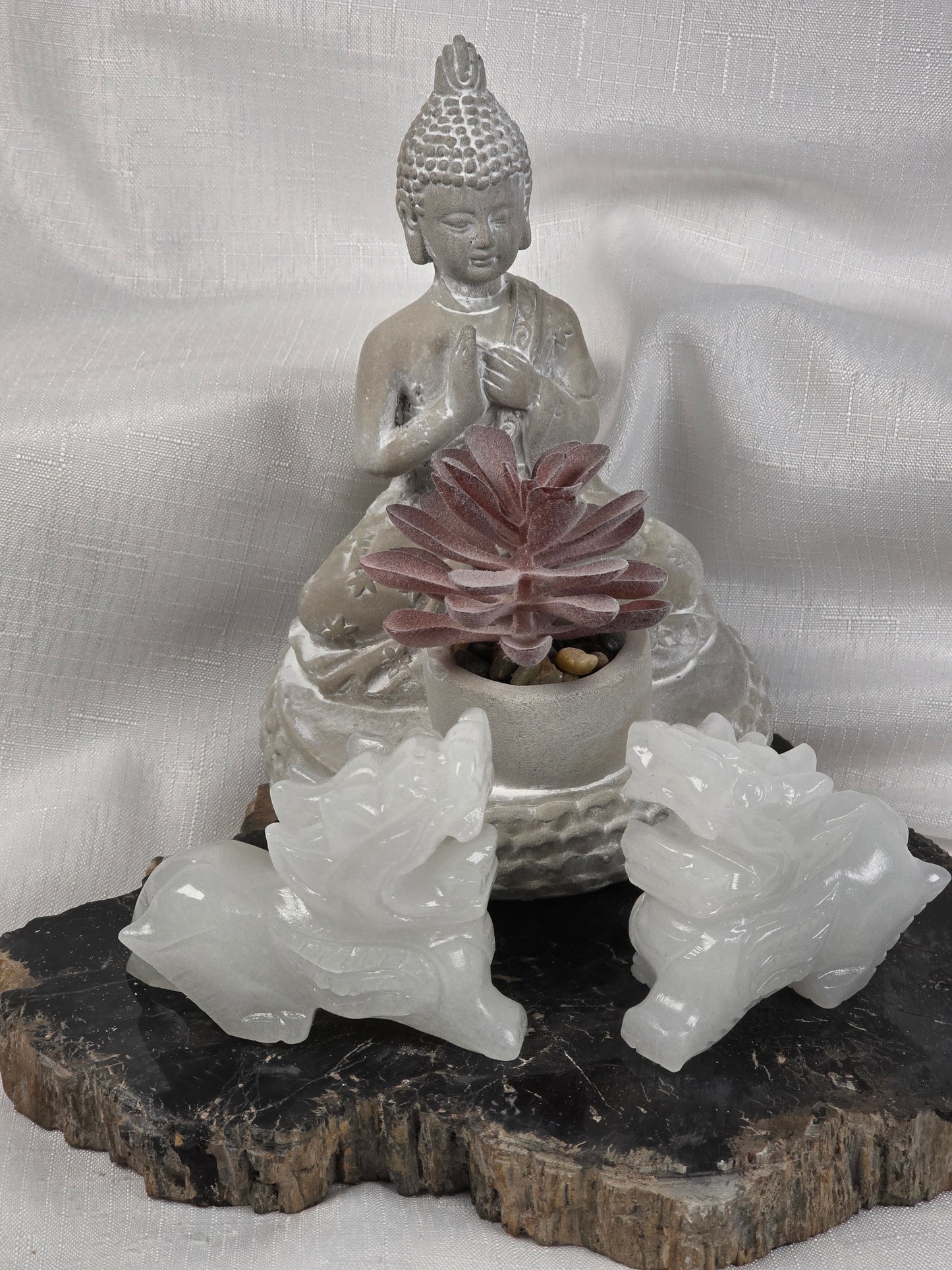 Buddha with Succulent Figurine