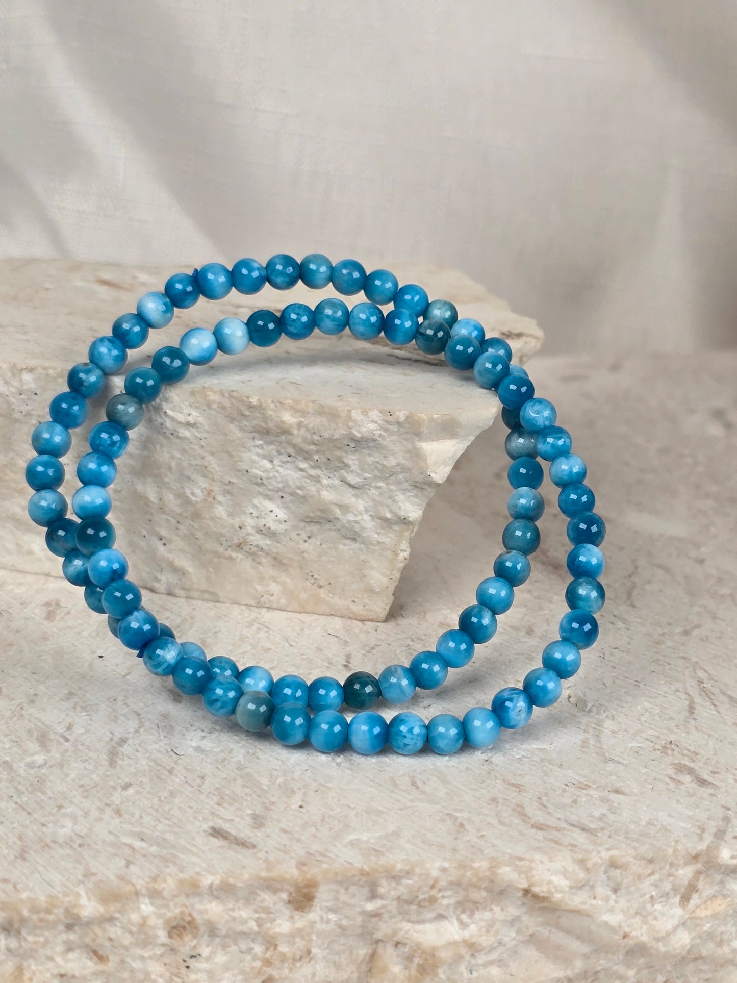 Blue Apatite 4mm bead bracelet