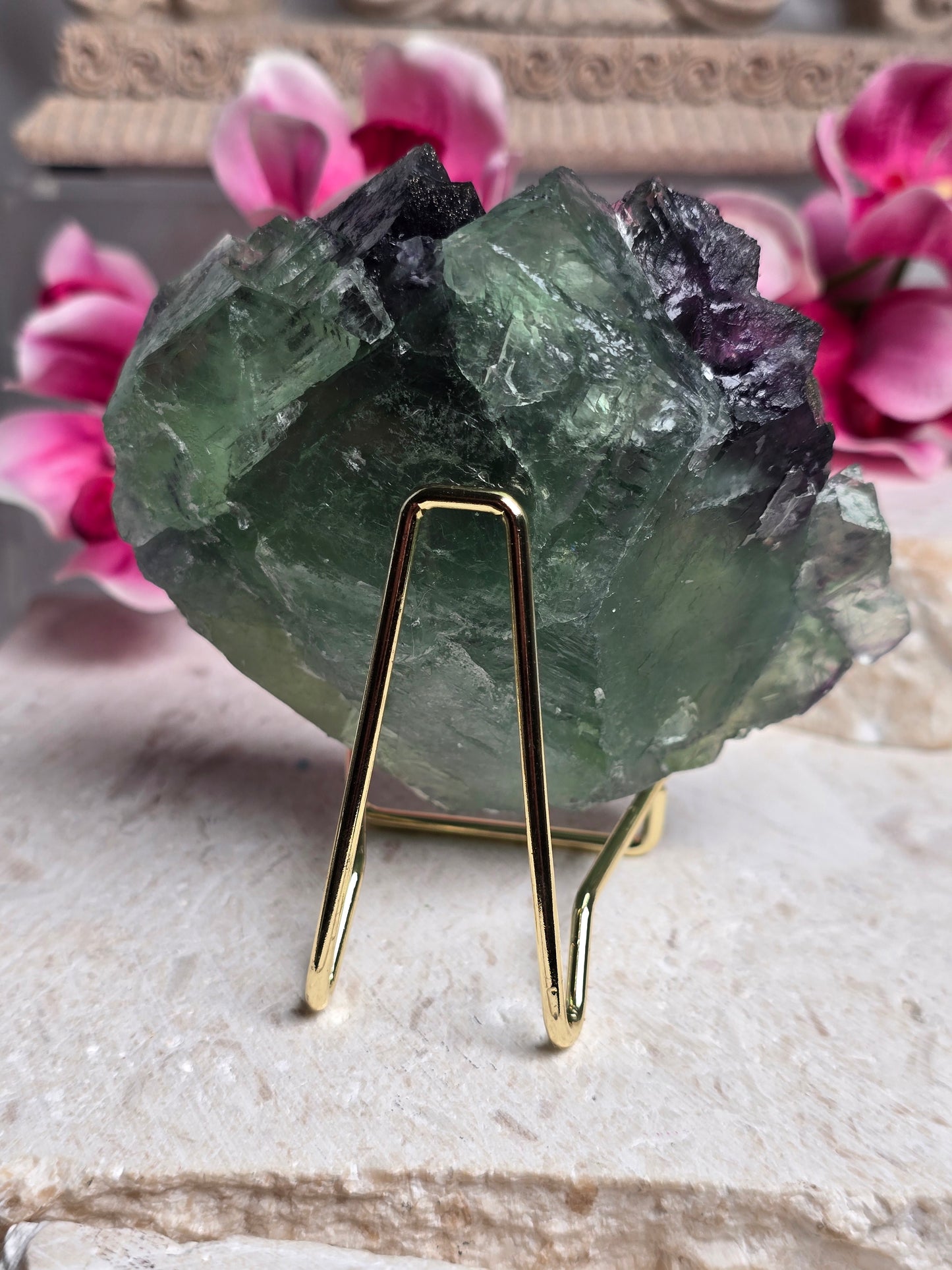 Mongolian Cubic Black/Green Fluorite Cluster with Pyrite Growth