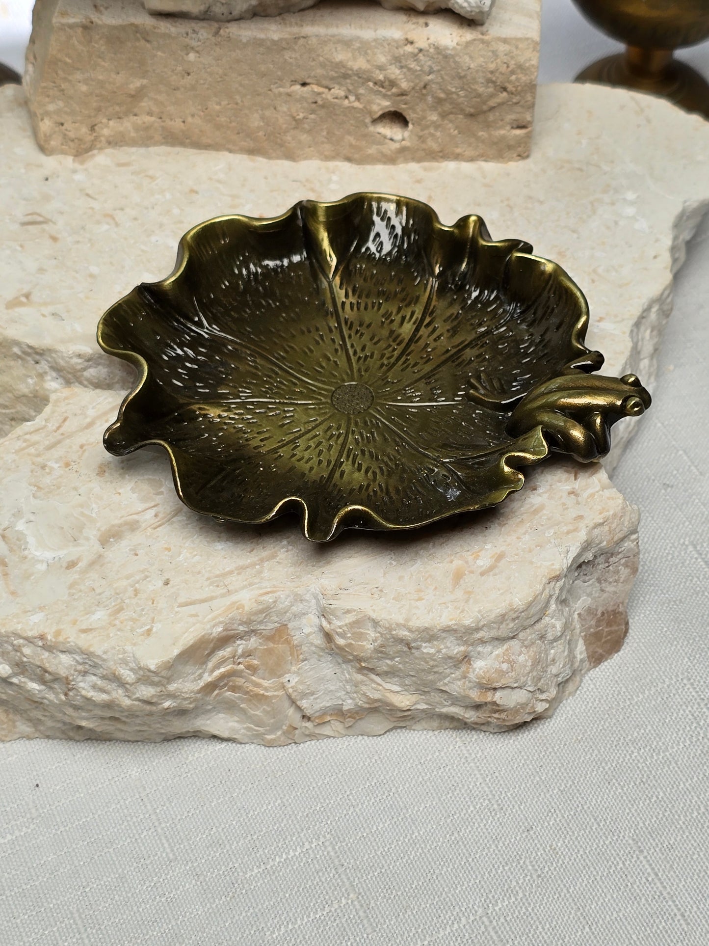 Bronze Metal Frog Trinket Dish