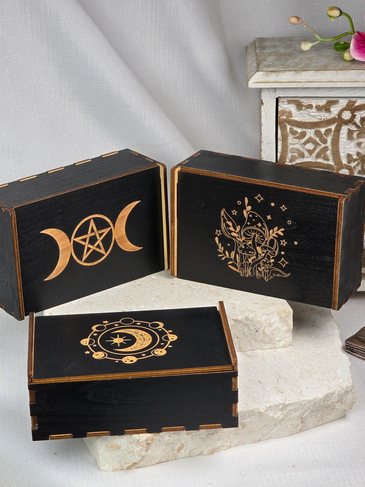 Wooden Tarot/Altar Storage Boxes