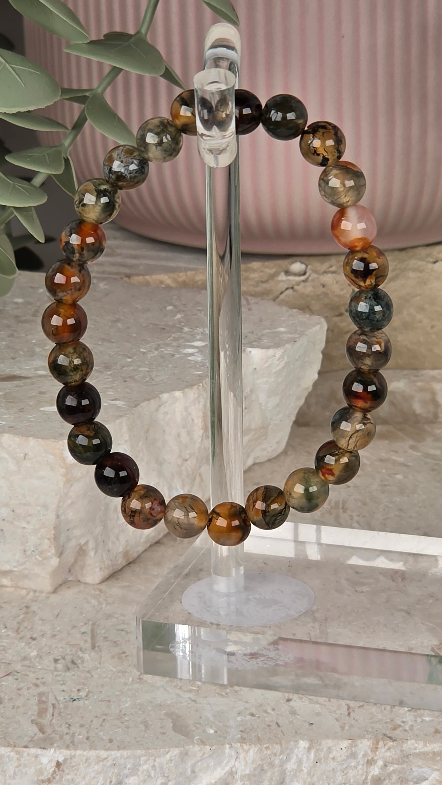 Red Moss agate round 6mm bracelet