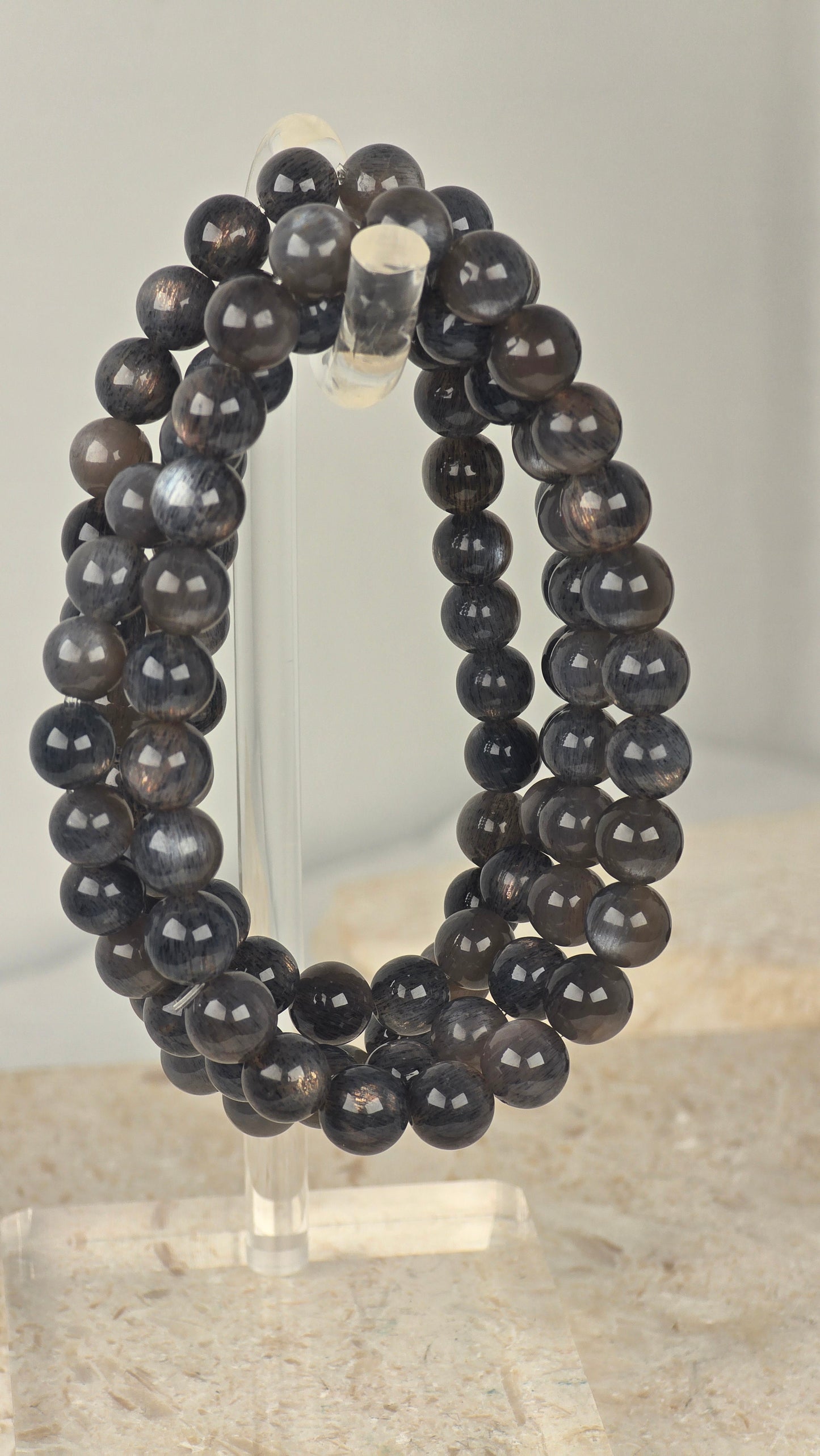AAA Black Skeletal Moonstone Bracelet