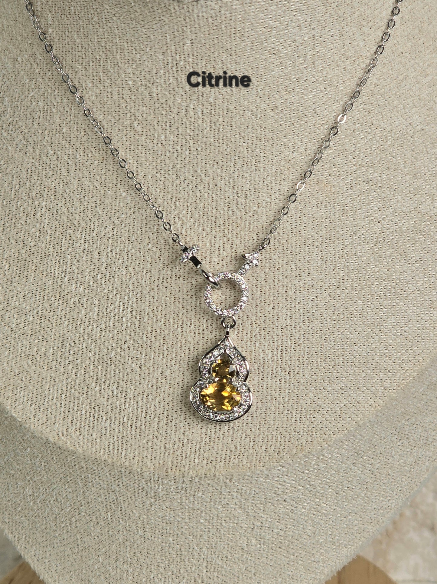 Citrine Lucky Gourd Necklace