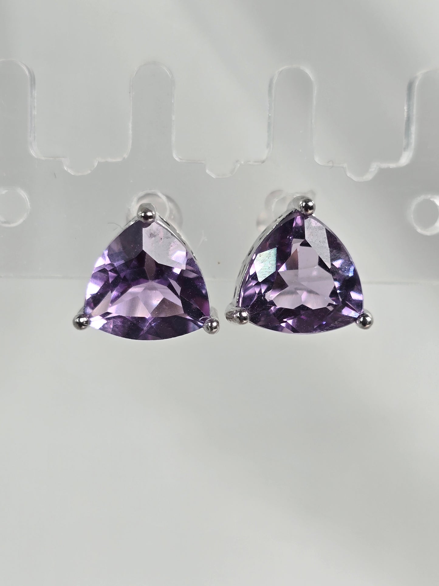 Amethyst cushion cut Sterling Silver stud Earrings