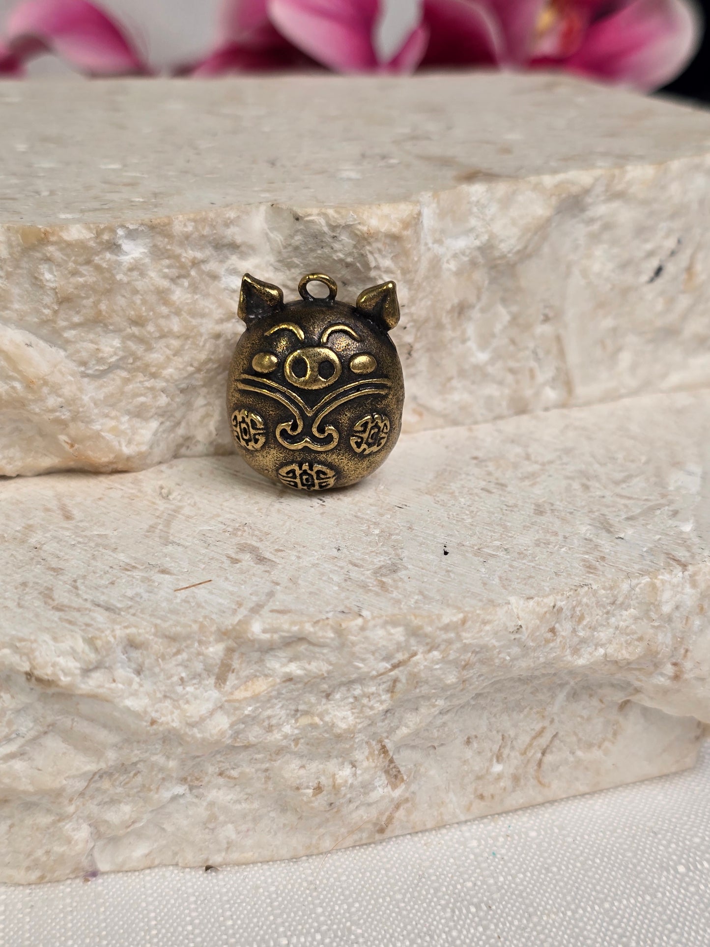 Brass Little Pig Bell Charma