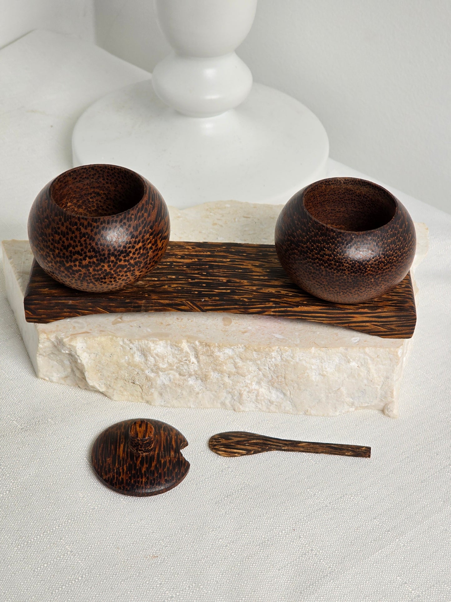 Vintage Japanese Wood Condiment Tray