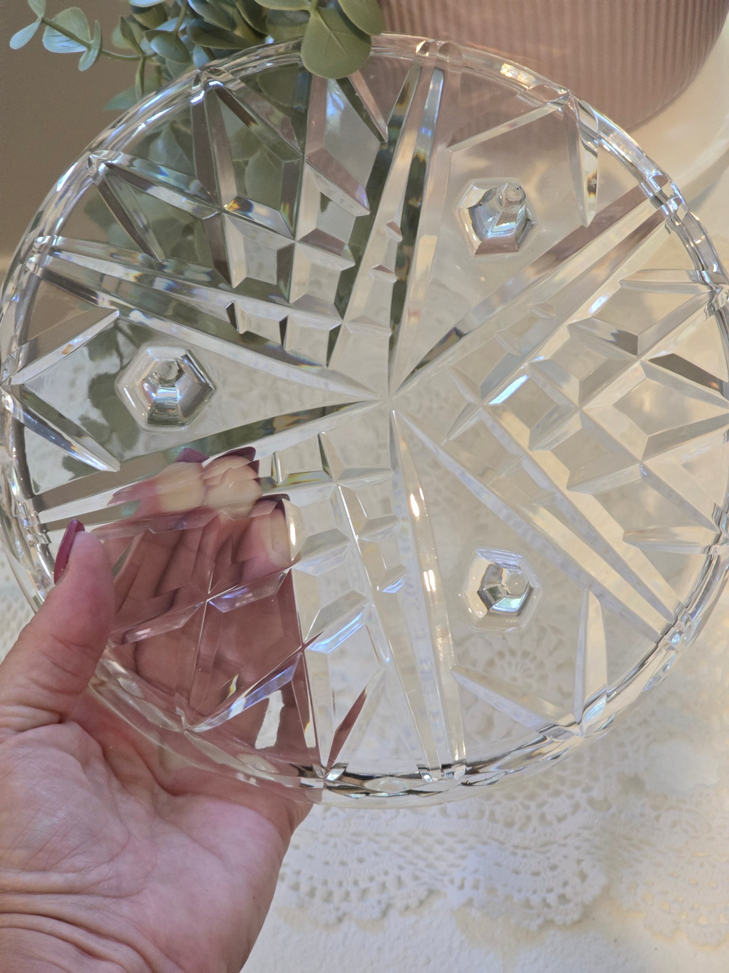Vintage Crystal Round Serving Plate
