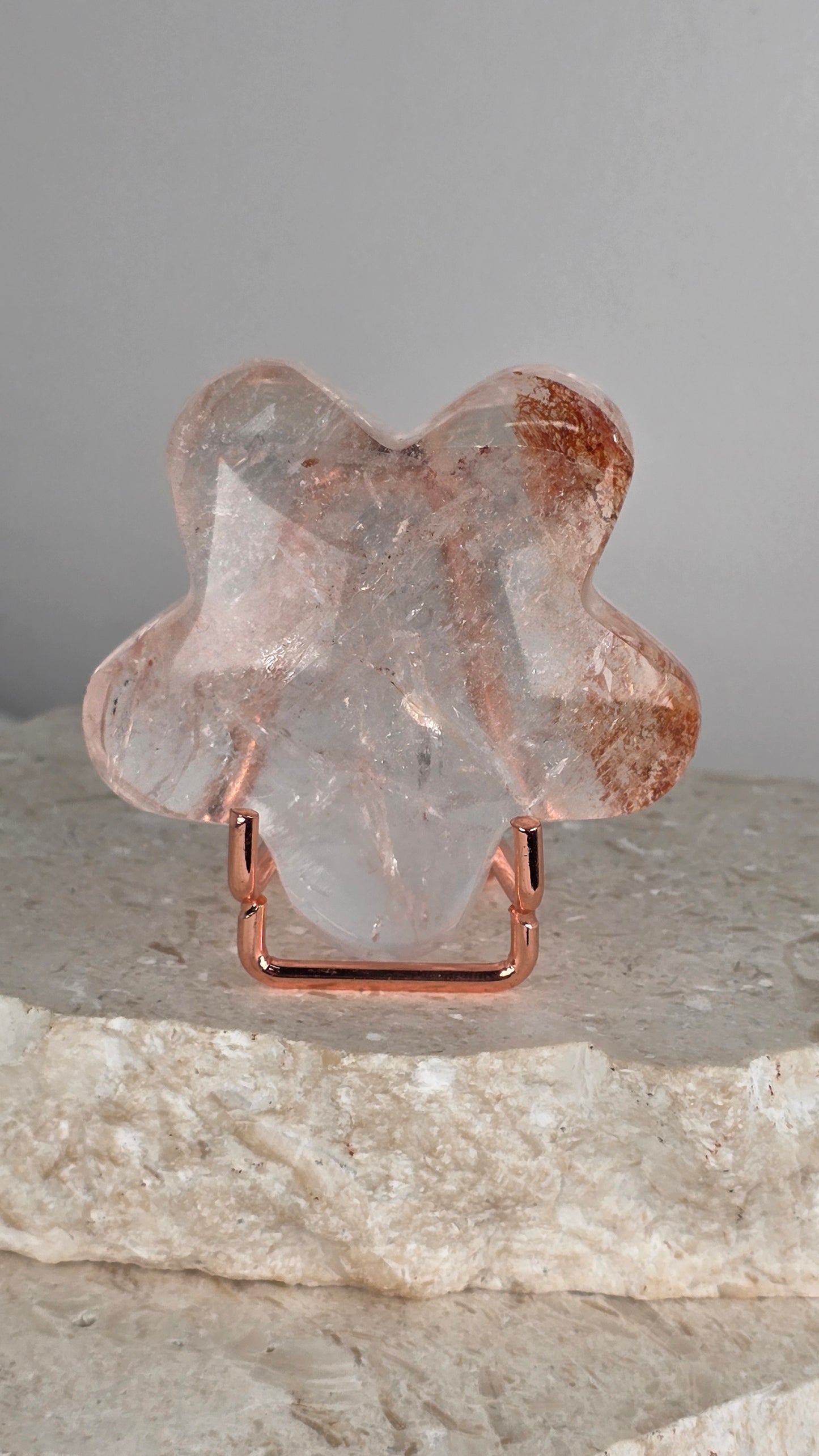 Pink Azezulite Himalayan Quartz Star & stand