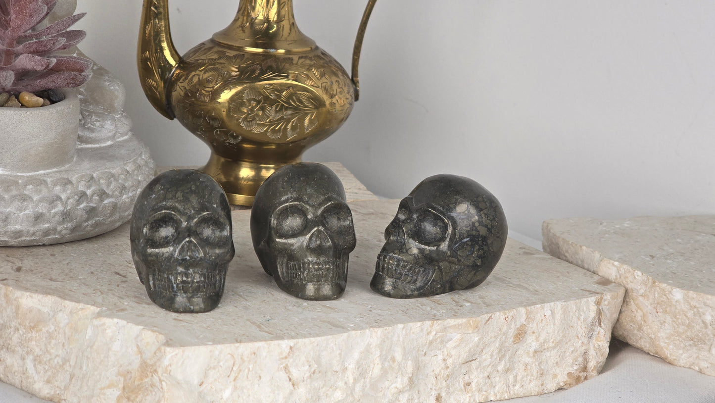 Pyrite Agate Skulls