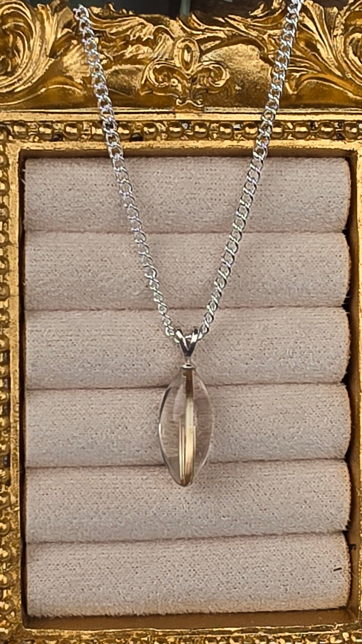 AAA Grade Gold Rutile Quartz Pendant & sterling silver chain