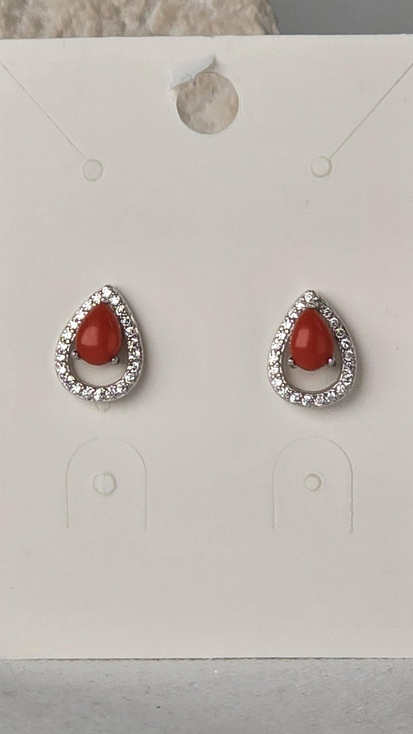 Red Jade Earrings Sterling Silver Studs