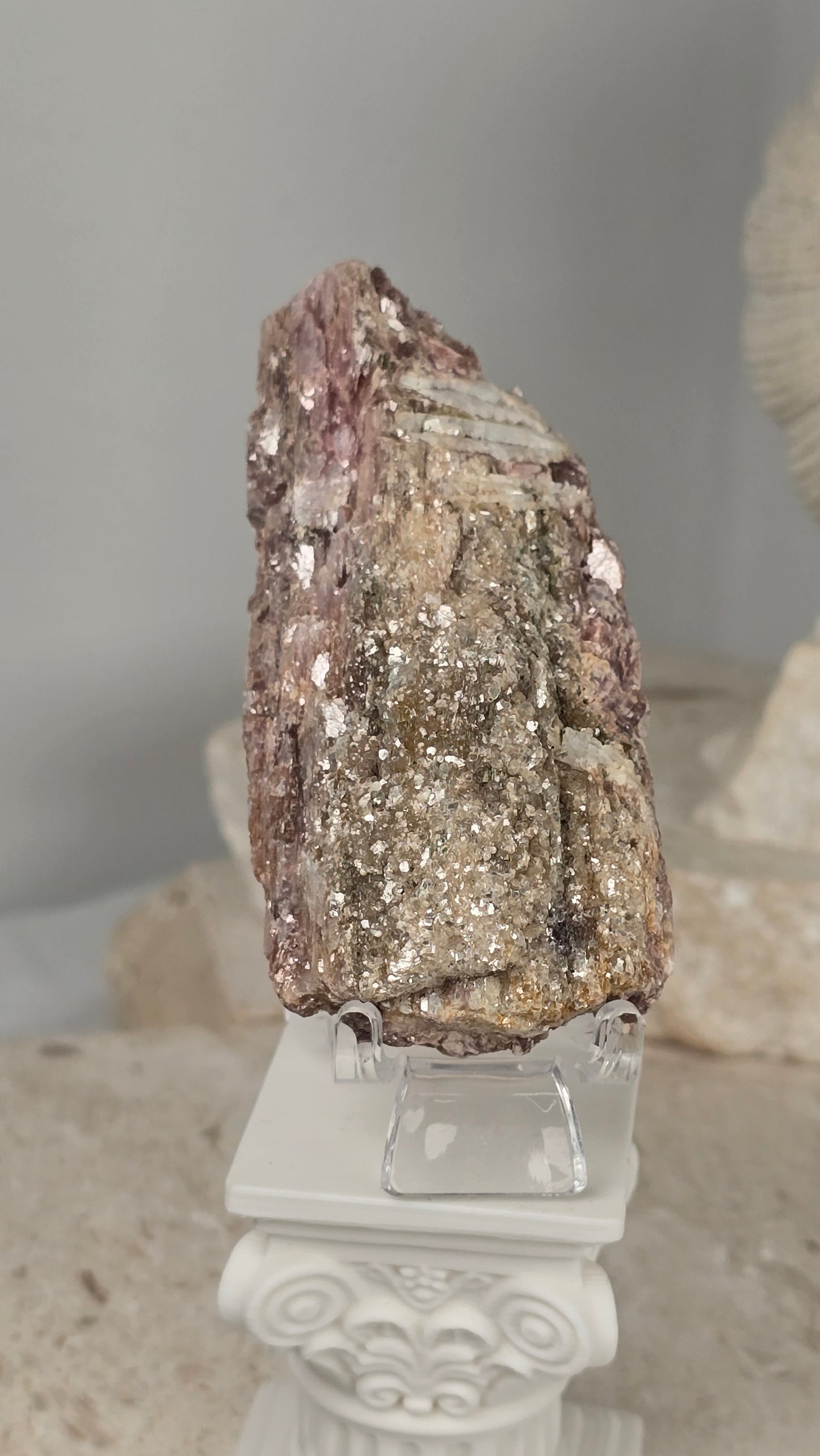 Gold/Pink Mica with Green Tourmaline