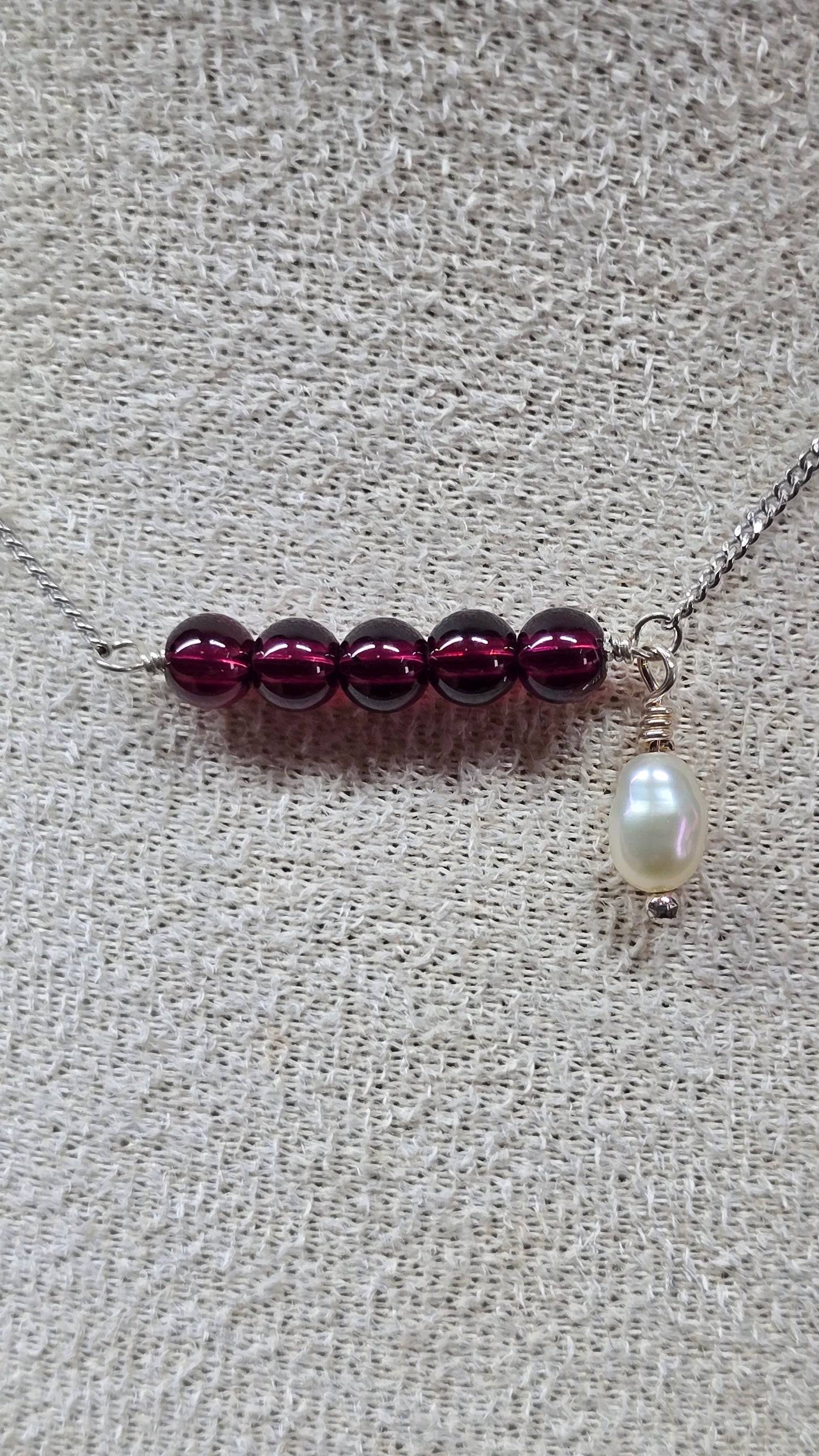 Garnet & Freshwater Pearl Sterling Silver Necklace