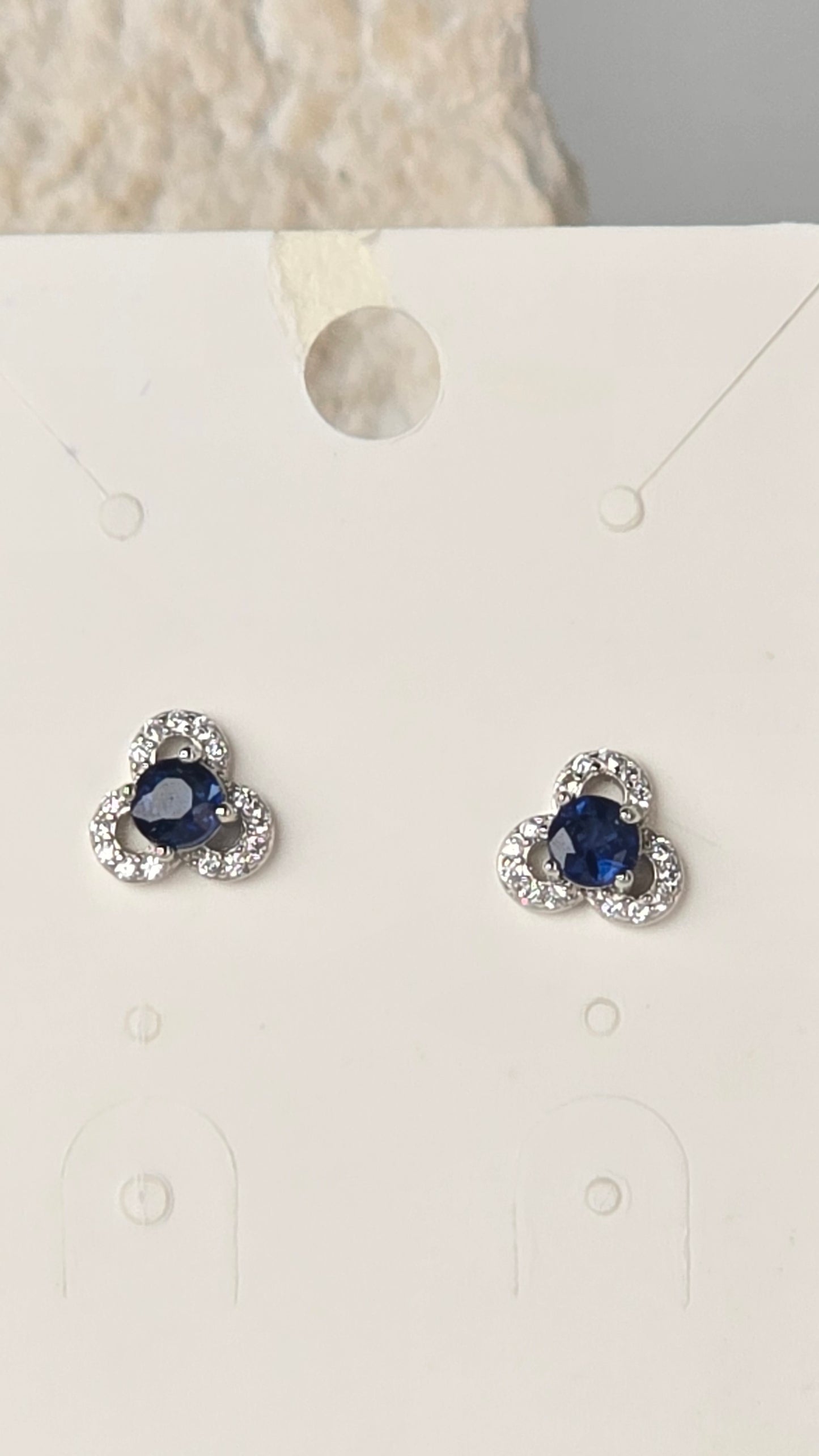 Blue Sapphire Earrings Sterling Silver Studs