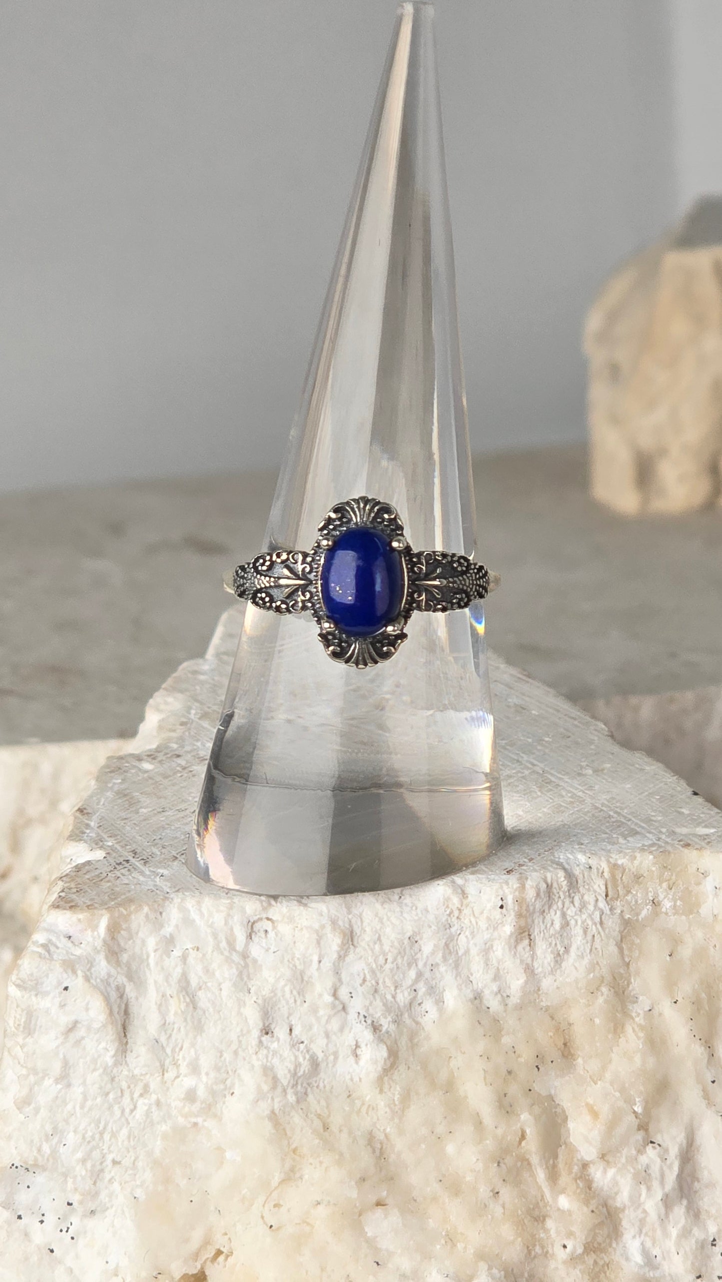 Lapis Sterling Silver Ring adjustable band