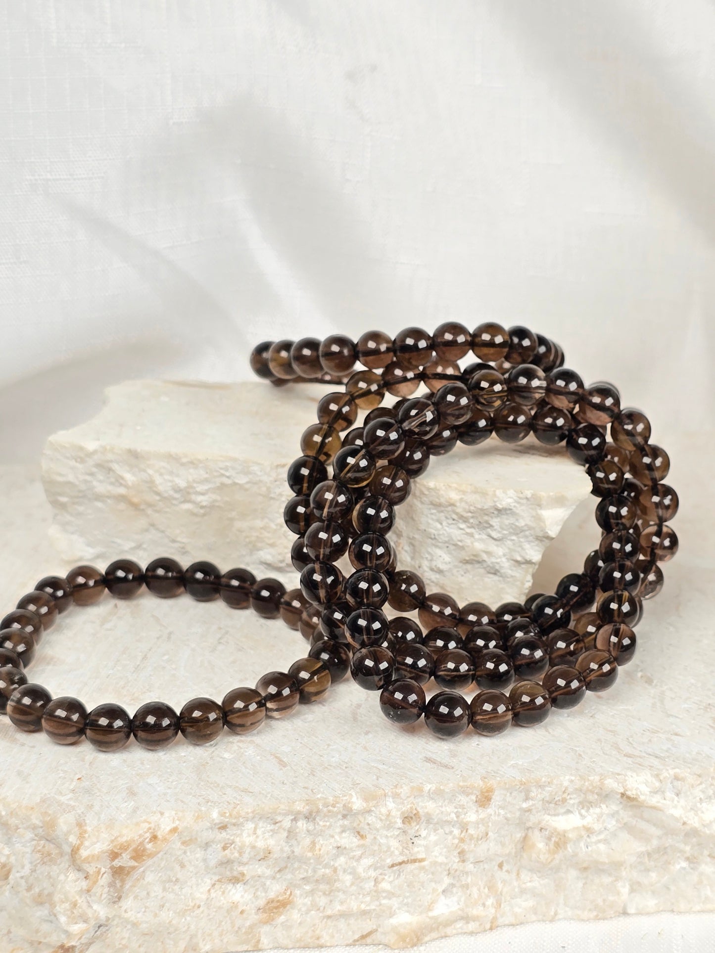 Smoky Quartz 6mm Bead Bracelet
