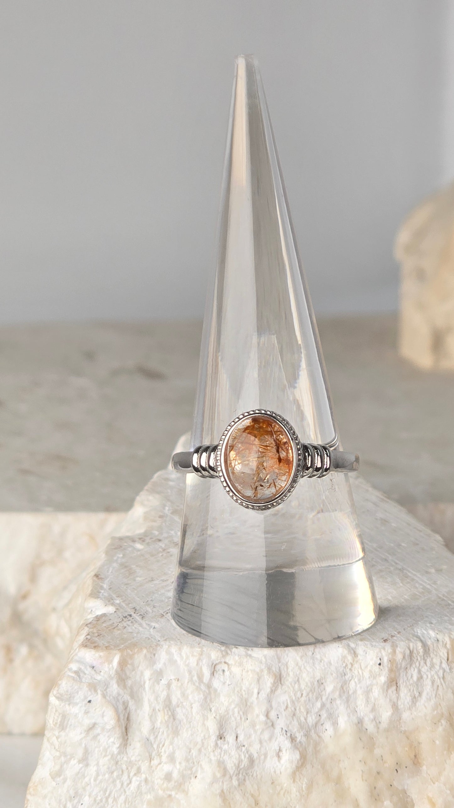 Copper Rutile Sterling Silver Ring adjustable band