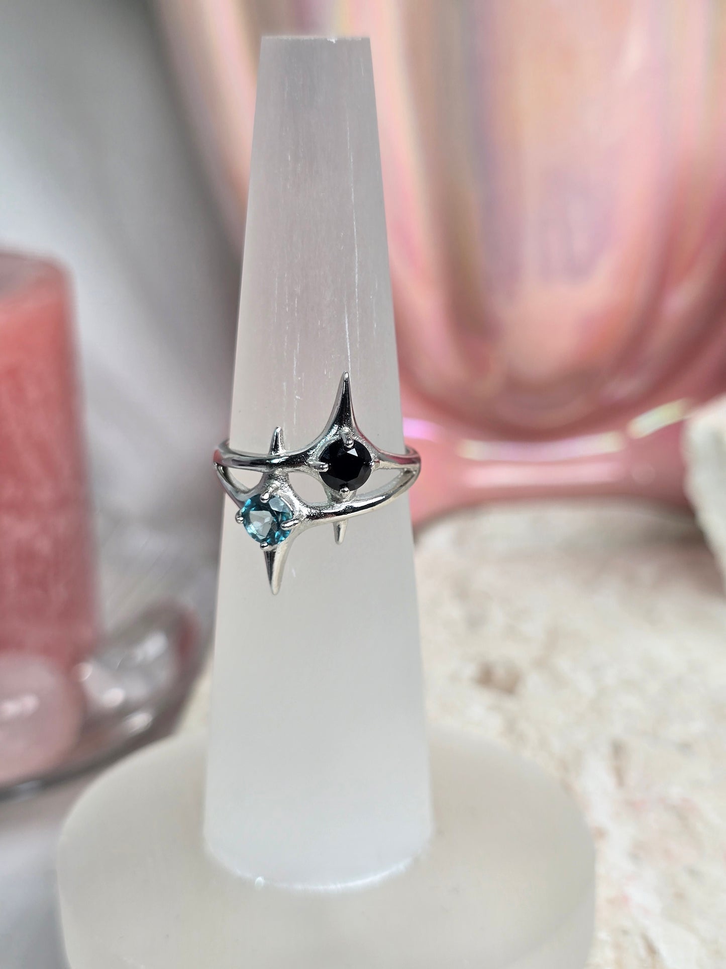 Sterling Silver & Crystal Adjustable Rings