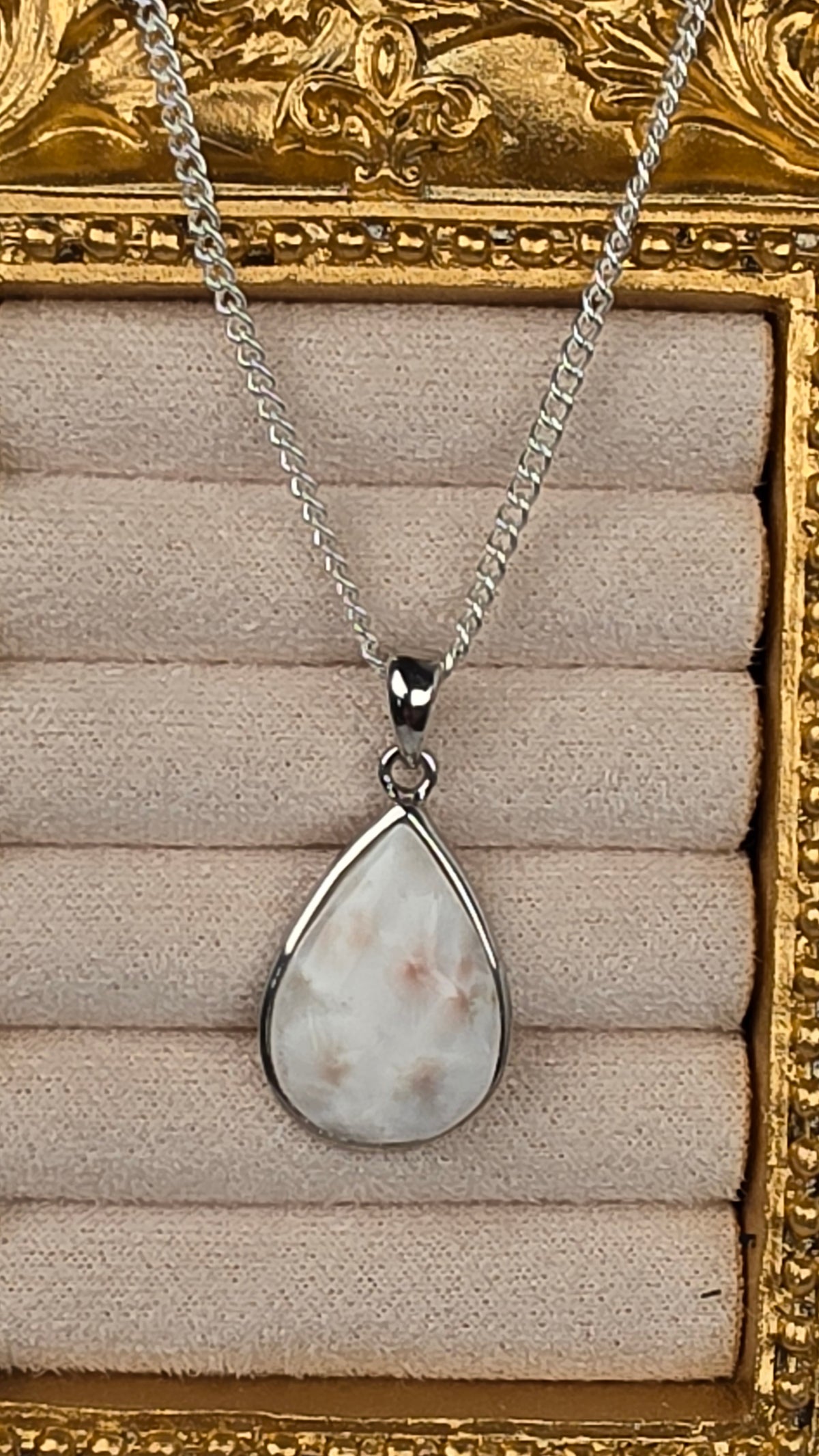 Pink Scolecite Pendant & sterling silver chain