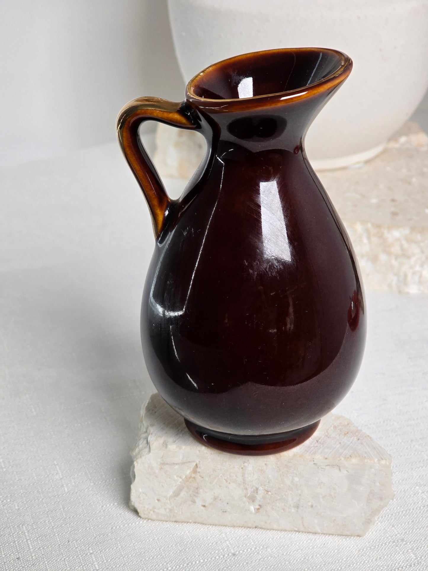 Vintage Japanese Peacock Small Ceramic Pitcher
