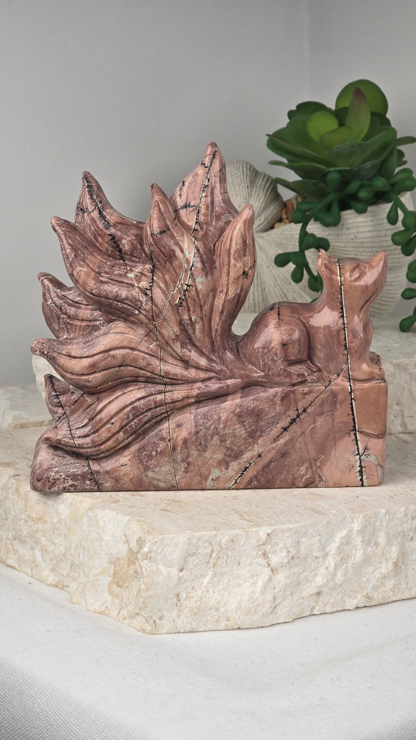 Pink Picture Jasper 9 Tail Fox
