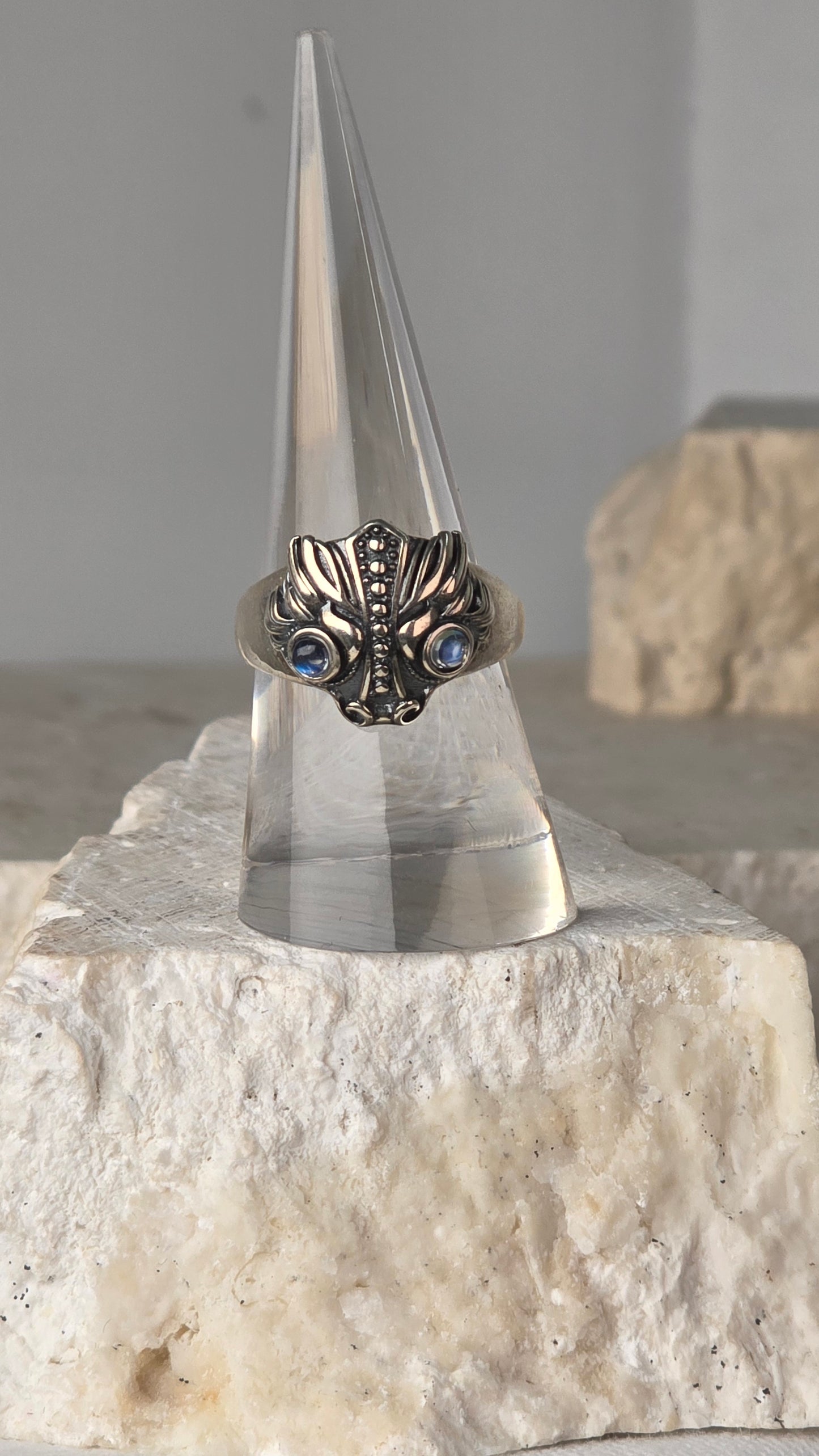 Moonstone Sterling Silver Ring adjustable band