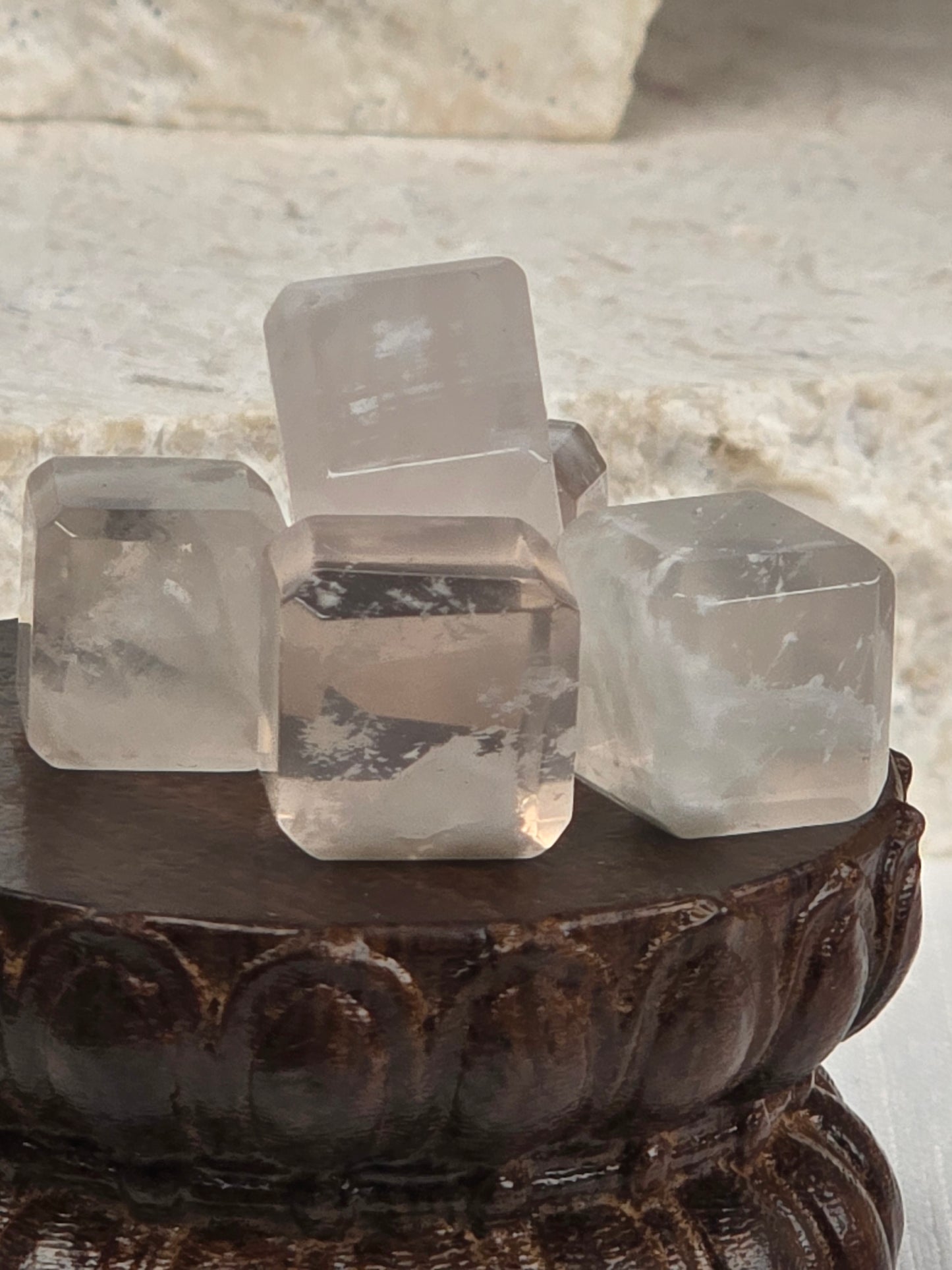 Pink Gyrasol Quartz with white garden inclusions 1.5cm Cubes