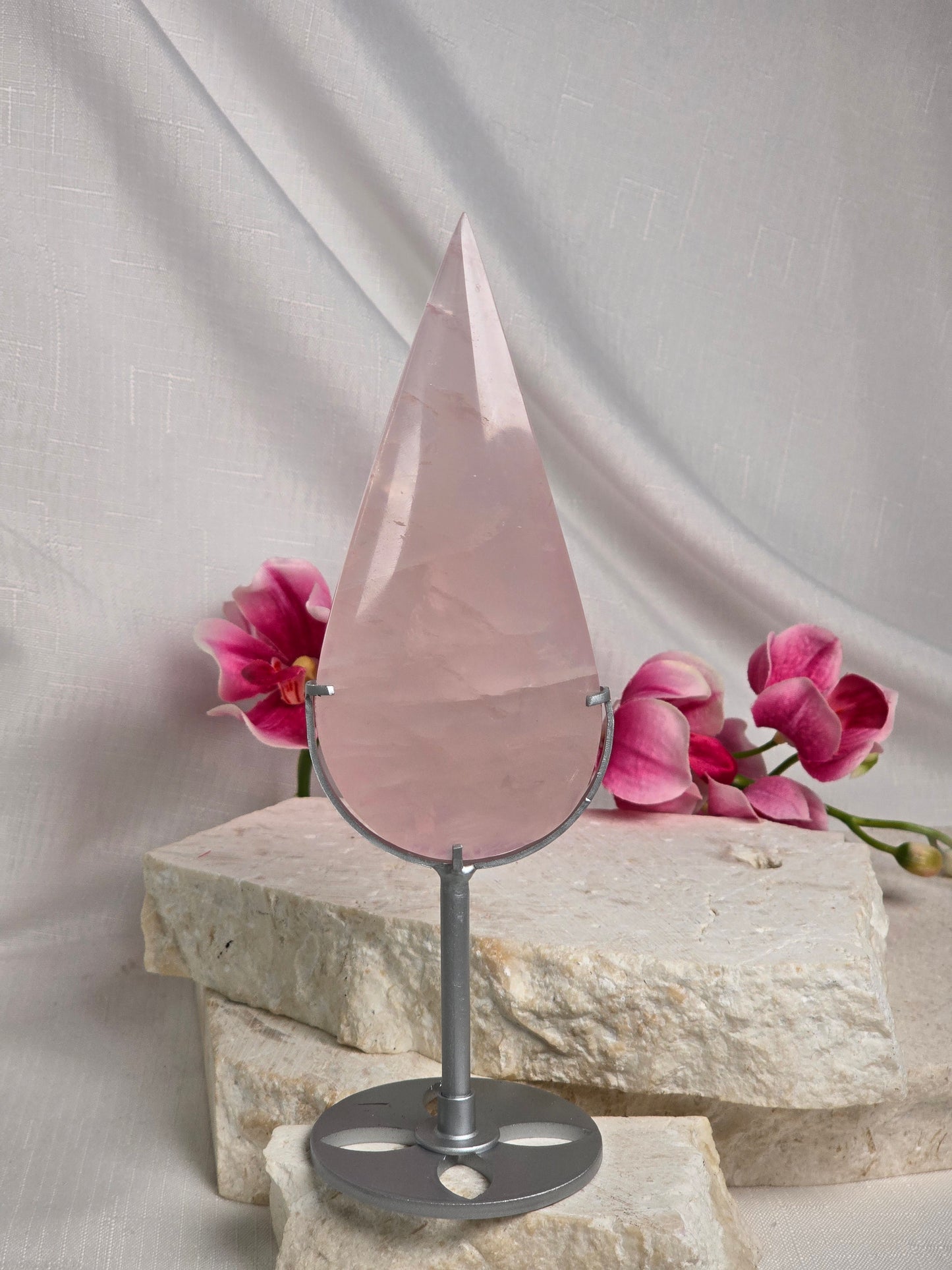 Rose Quartz Droplet on Stand