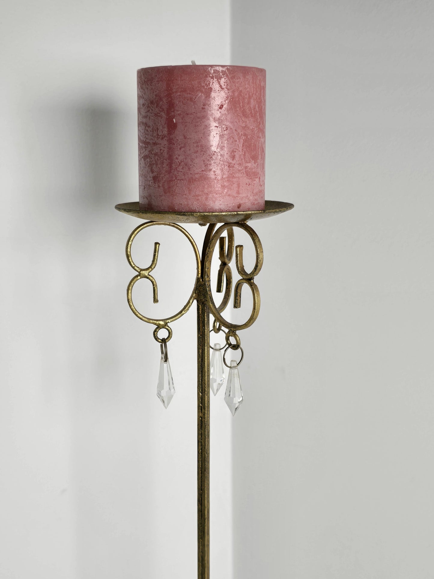 Shabby Chic Gold Metal with Crystal Drop Candle stand