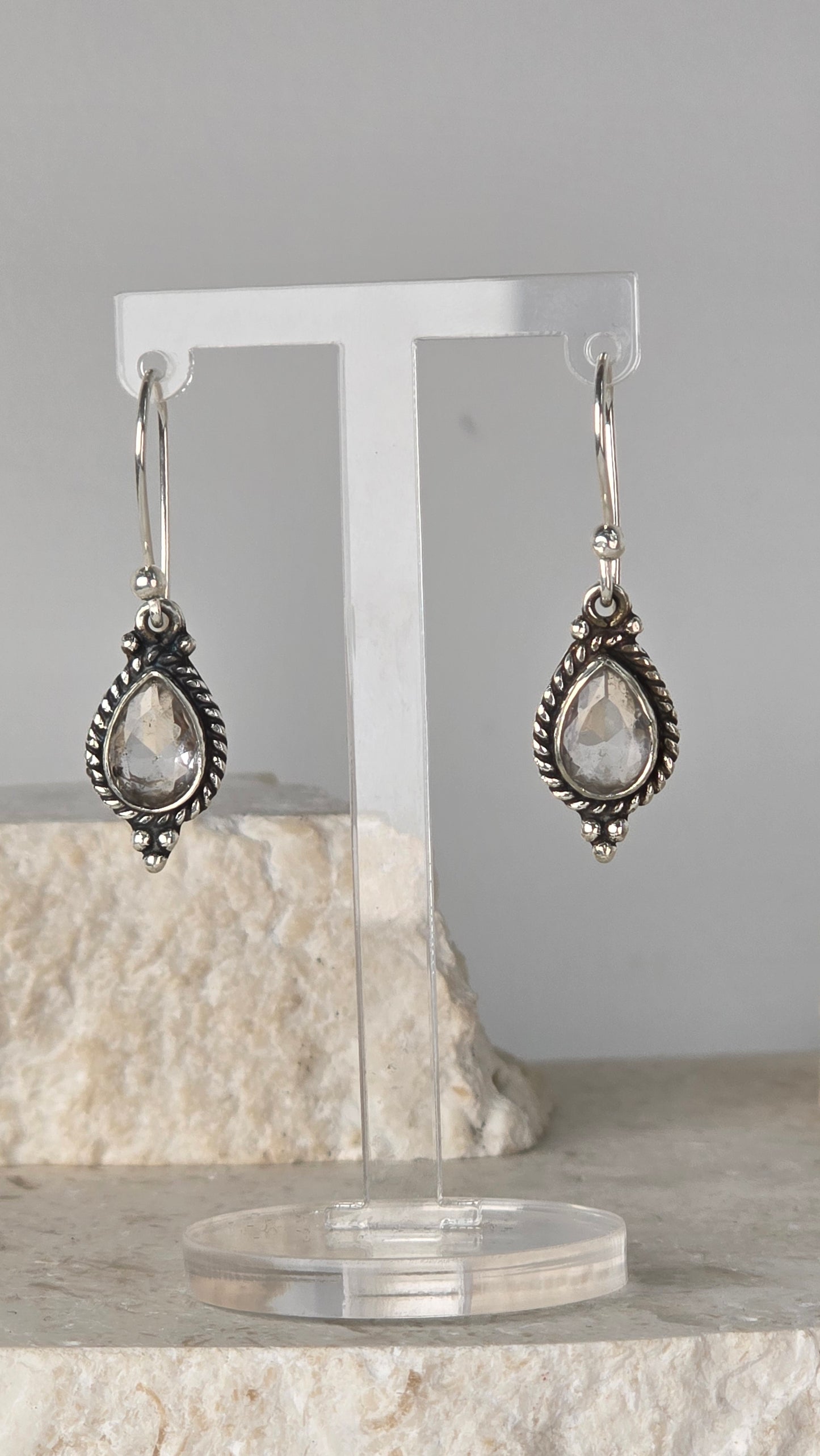 Clear Quartz Earrings Sterling Silver