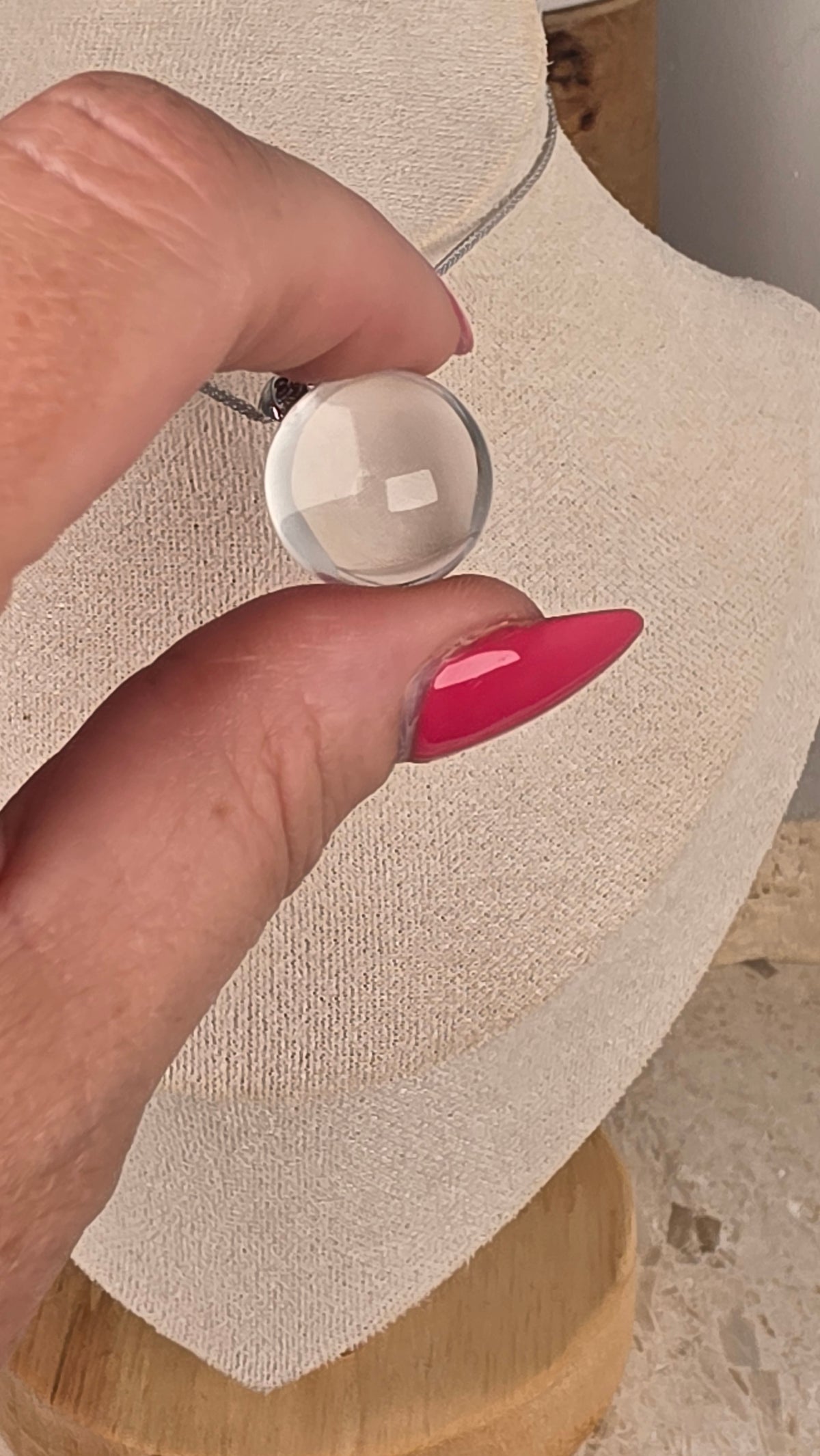 AAA Grade Clear Quartz Sphere Pendant & sterling silver chain