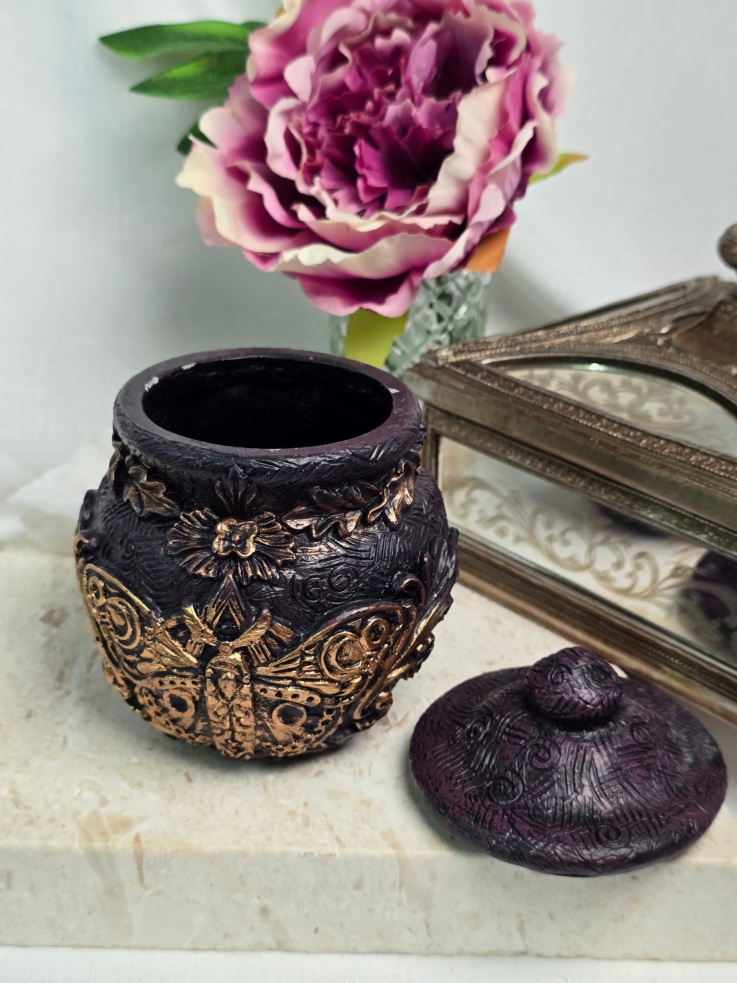 Resin Butterfly Motif Altar Jar